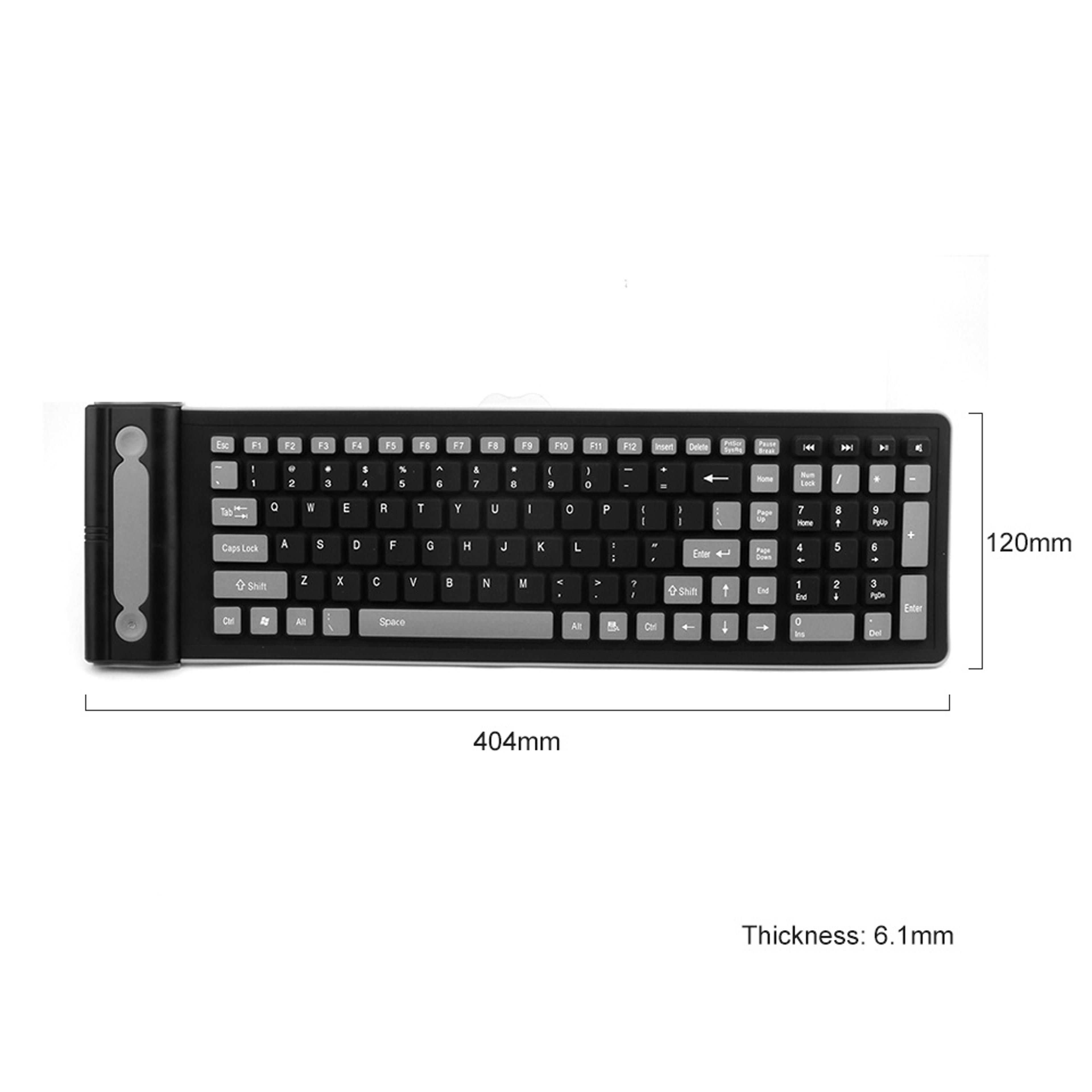 Foldable Wireless Keyboard Silicone Roll Up Waterproof Keyboard For PC Laptop Tablet 5
