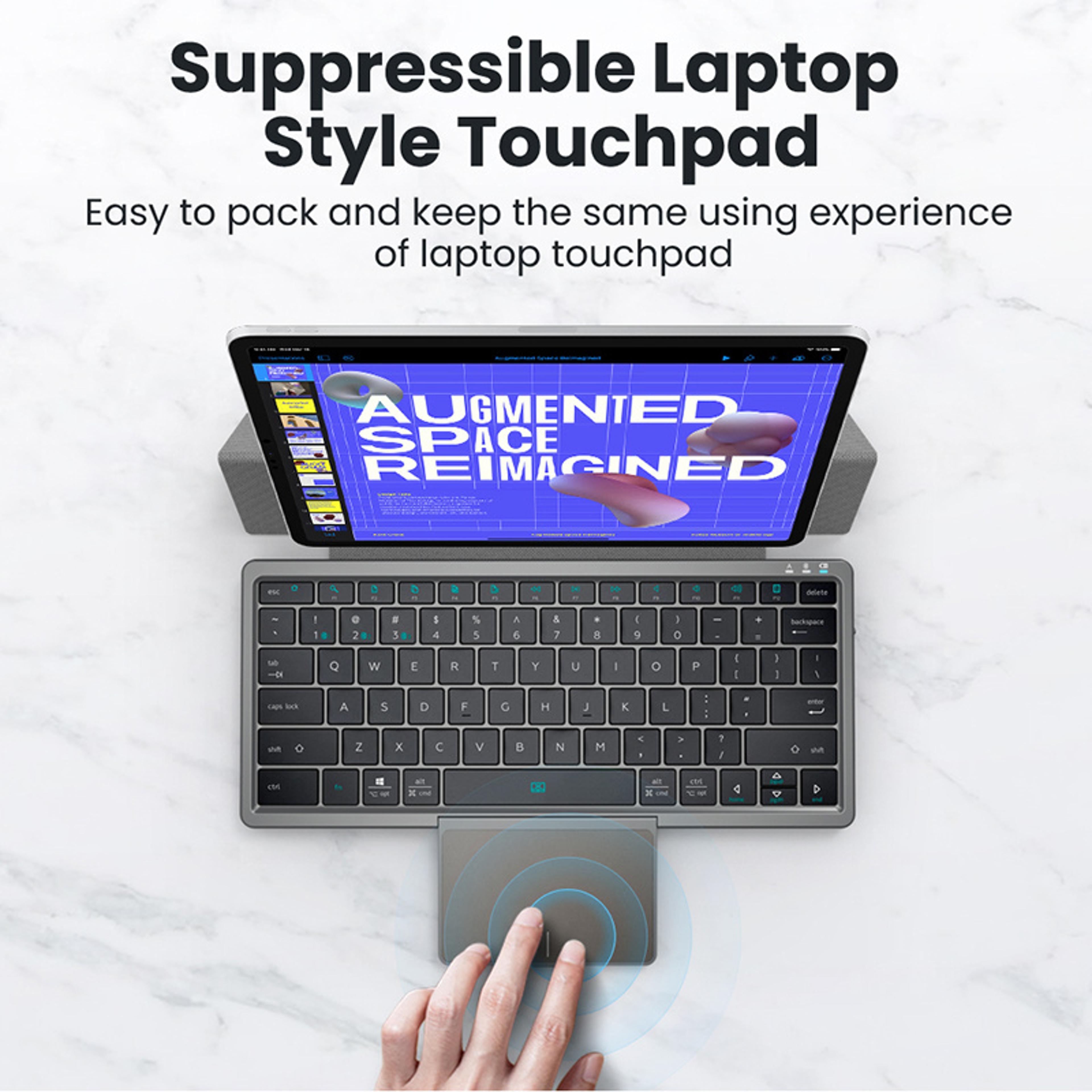 Foldable Bluetooth Keyboard With Large Touchpad For IPad Tablet  Laptop Rechargeable Wireless Keybo 2