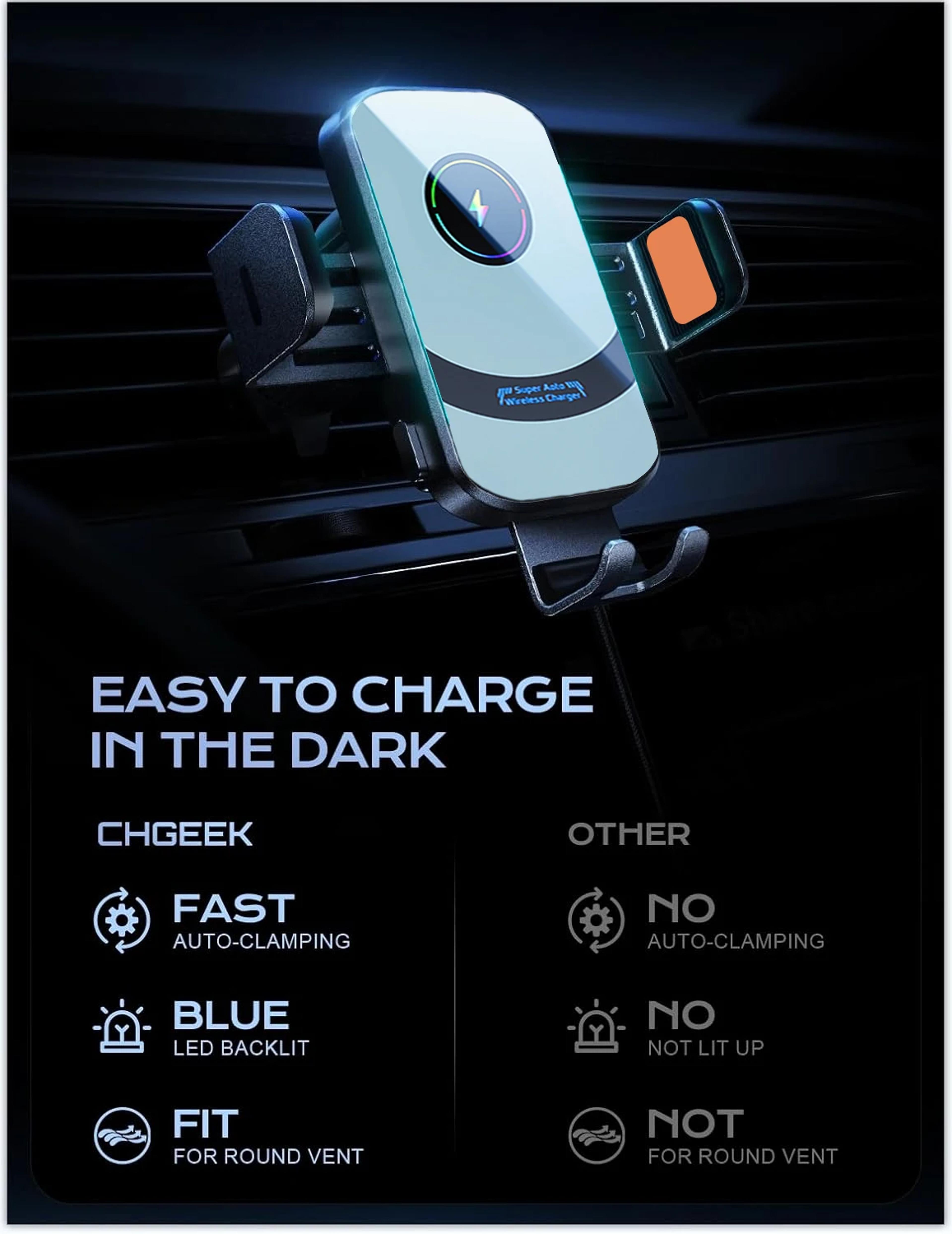 Fast Wireless Car Charger Auto Clamping Phone Mount For Air Vent IPhone And Samsung 6