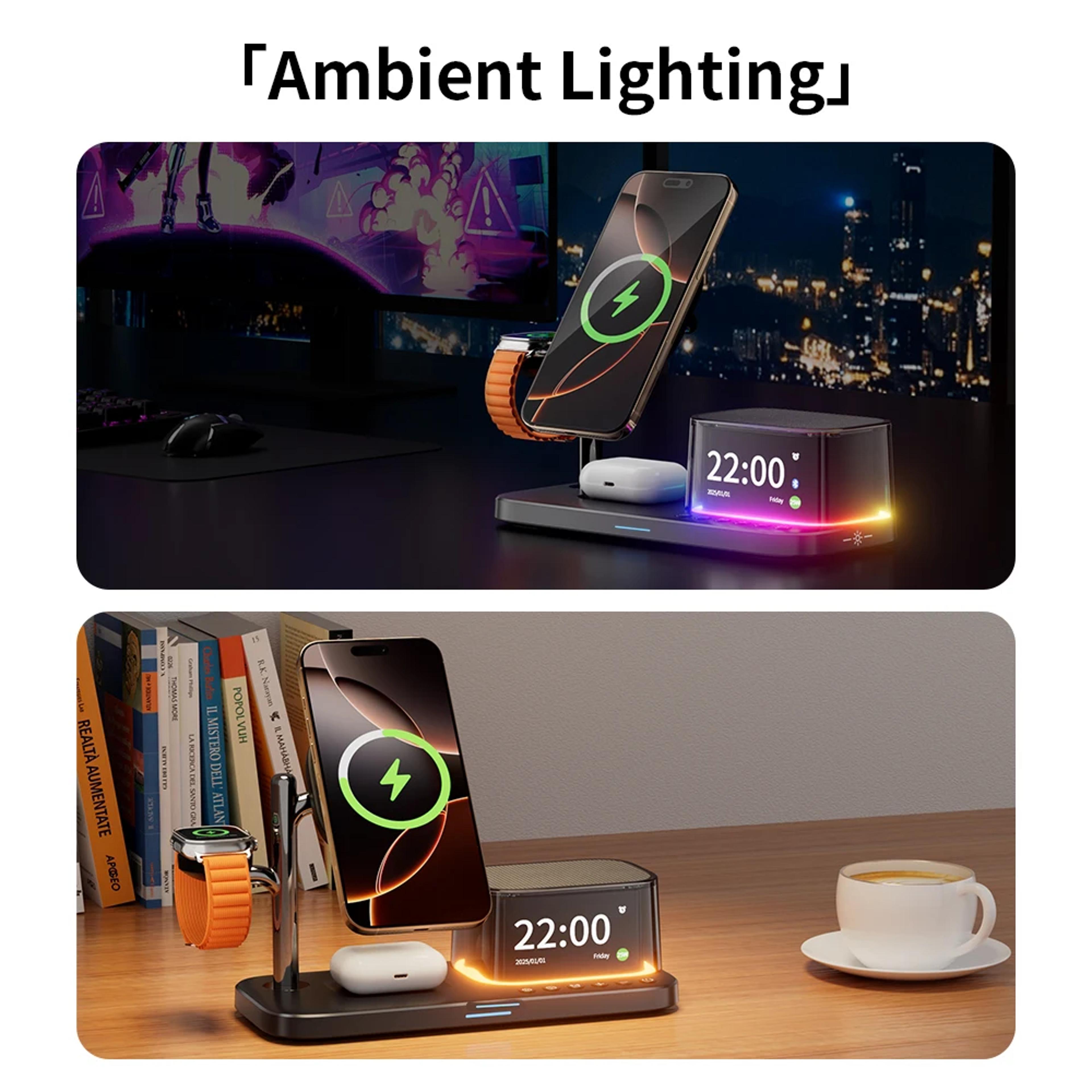 Magnetic Wireless Charger Charging Station With Bluetooth Speaker And Fast Charging Stand 8