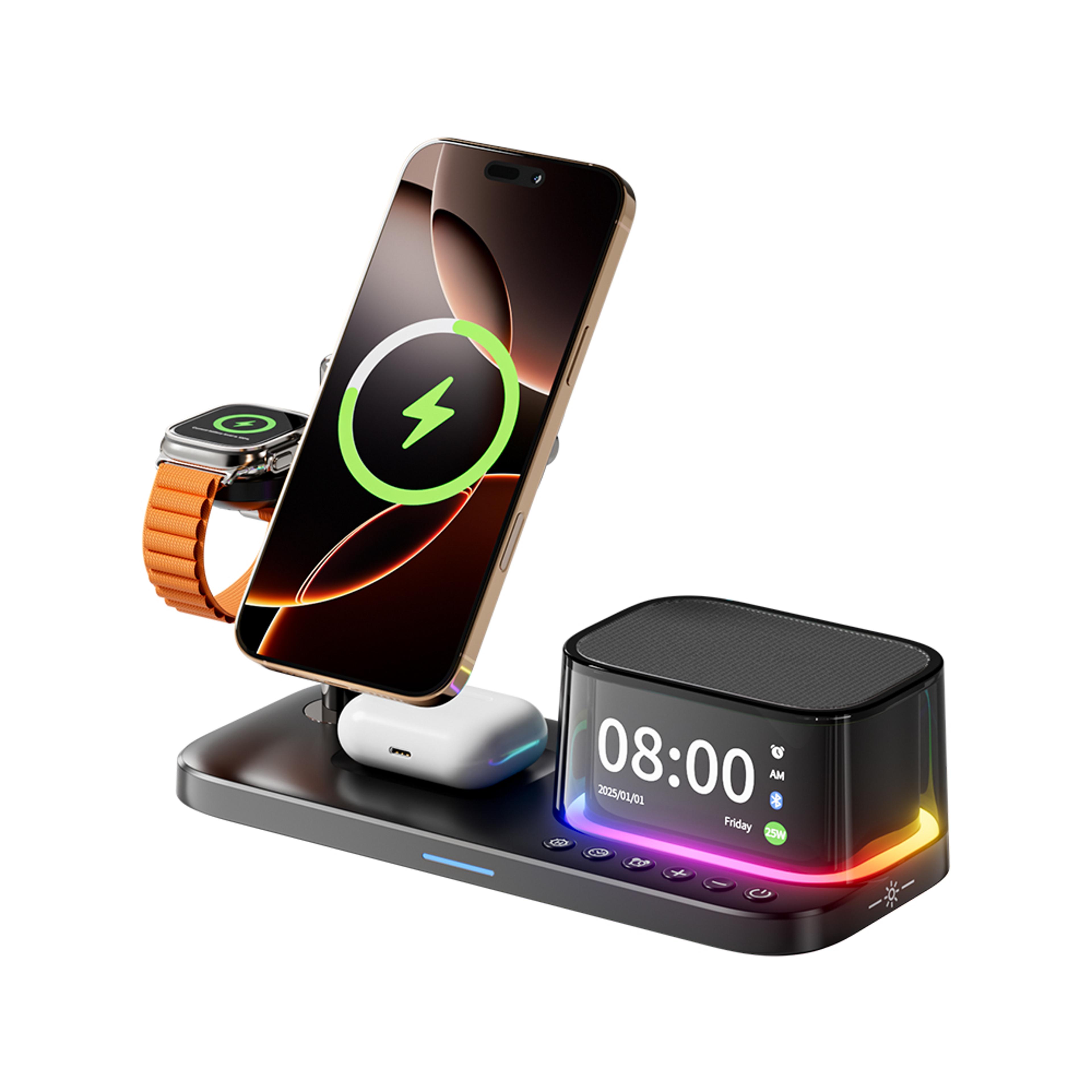 Magnetic Wireless Charger Charging Station With Bluetooth Speaker And Fast Charging Stand 0