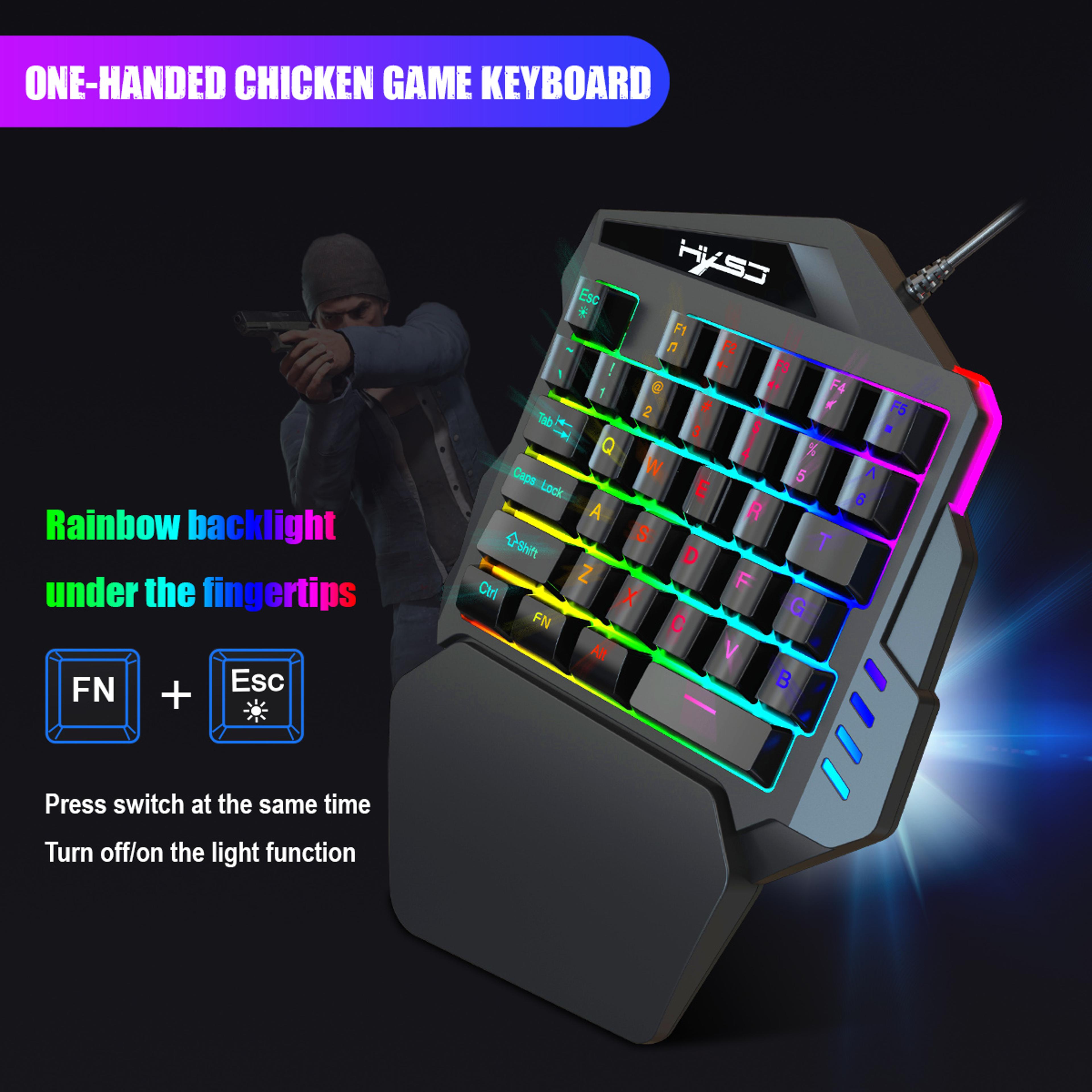 Mini One Handed Gaming Keyboard And Gaming Keyboard Mouse Combo With Ergonomic USB Wired Mouse 2