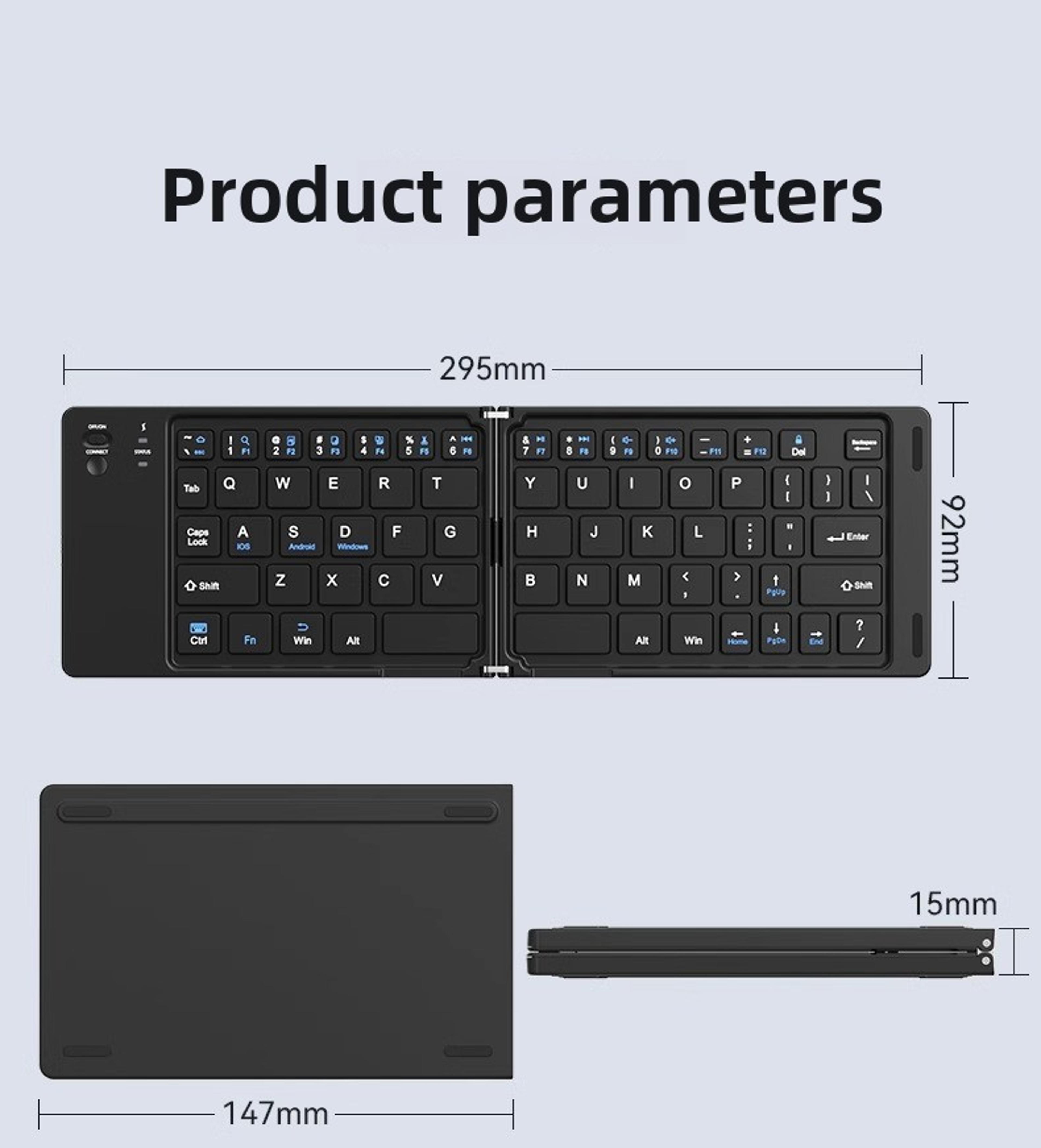 Foldable Wireless Keyboard Portable Bluetooth Keyboard For IOS Android Windows 5