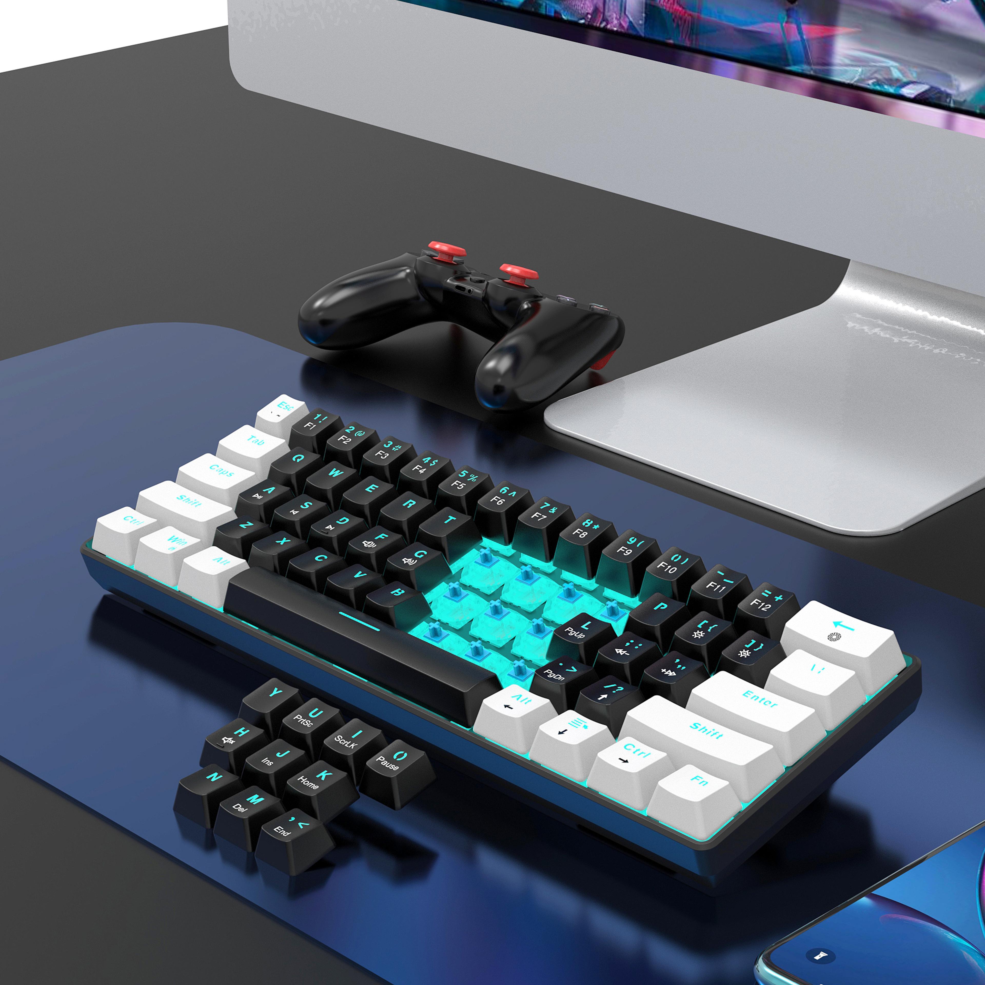 Compact Wired Mechanical Keyboard With Color Backlit Keys For Gaming  Typing 0