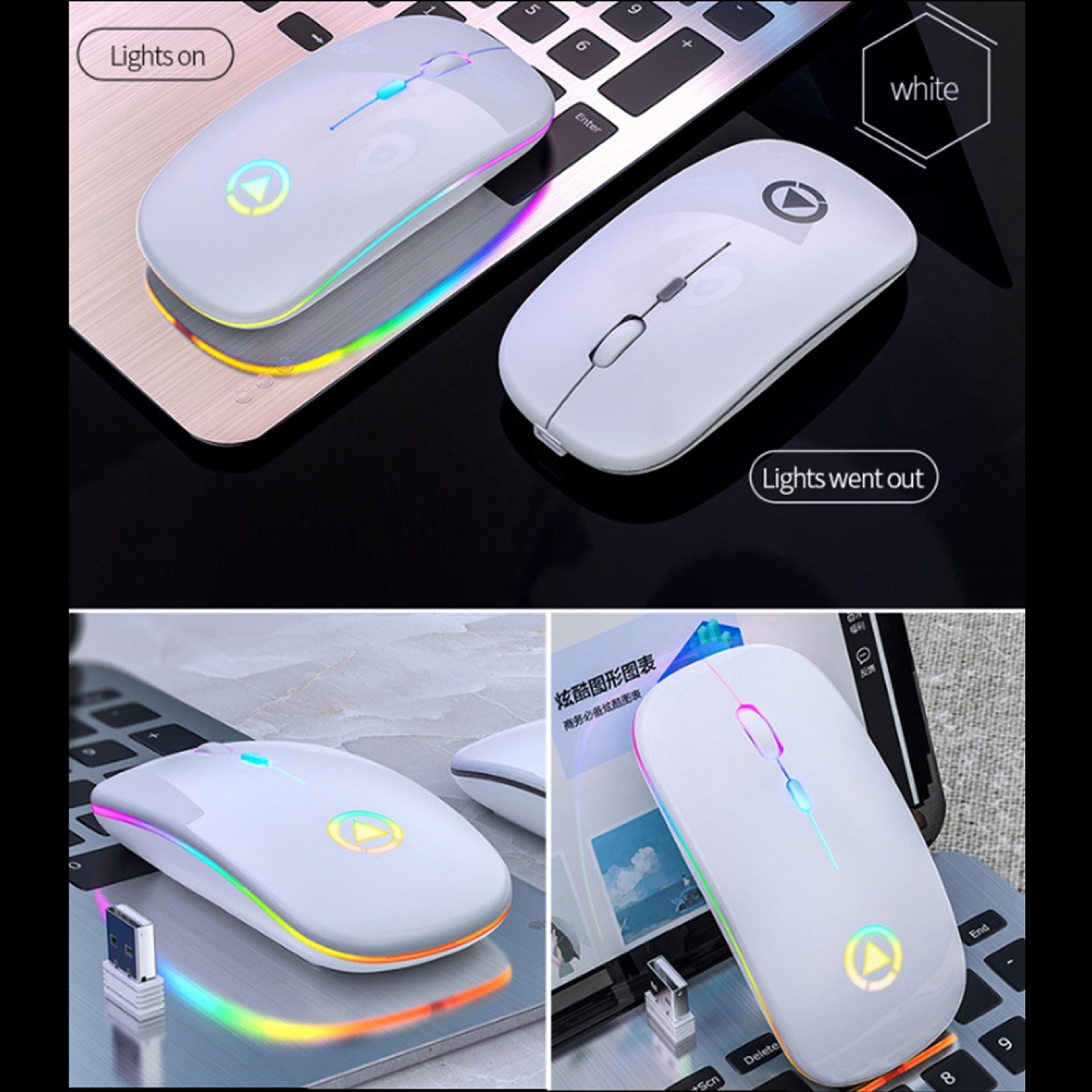 Rechargeable Wireless Mouse With RGB Lighting Silent Ultra Slim USB Mouse For Laptop  PC 2