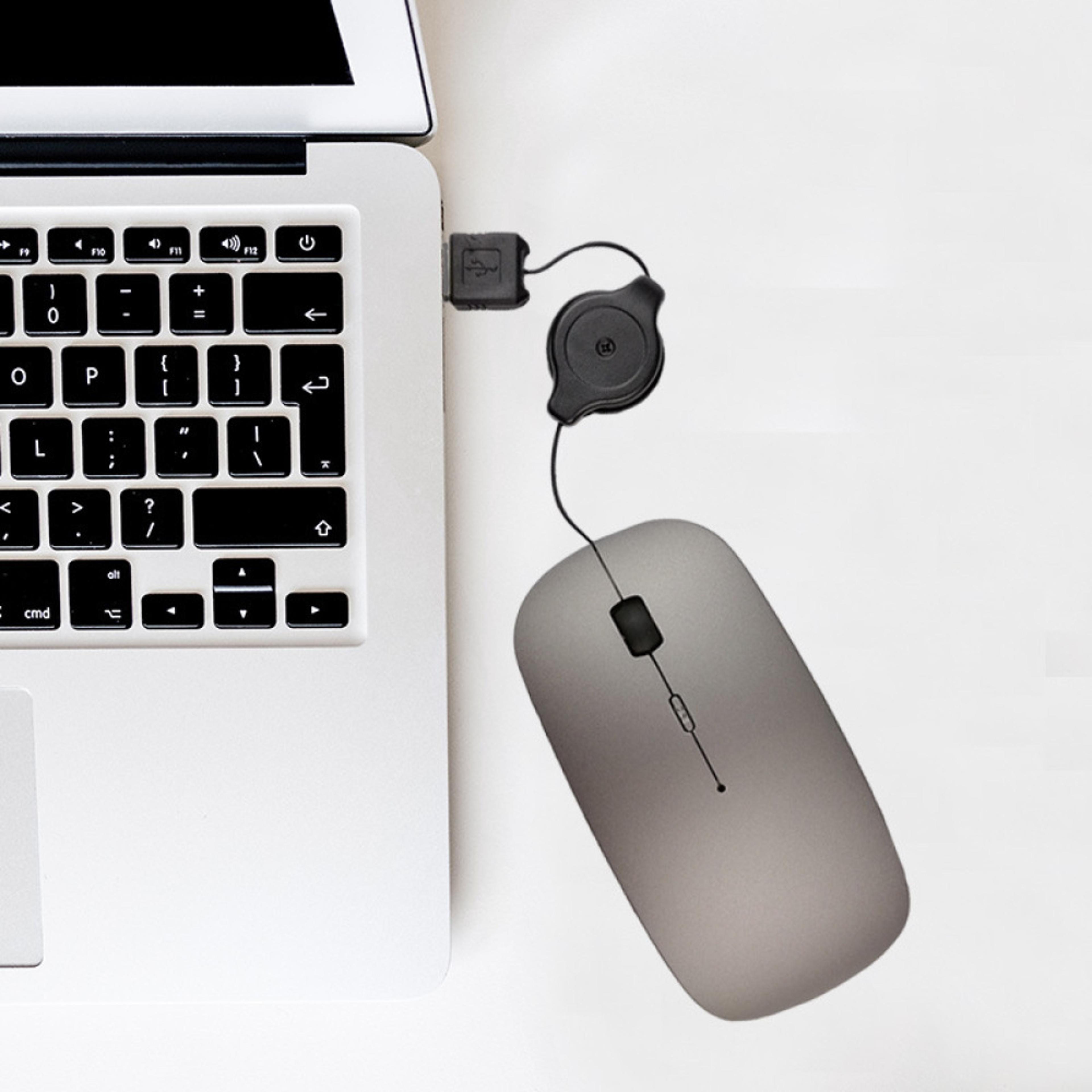 Portable Silent Wired USB Mouse With Retractable Cable For Laptop Office  Gaming 2