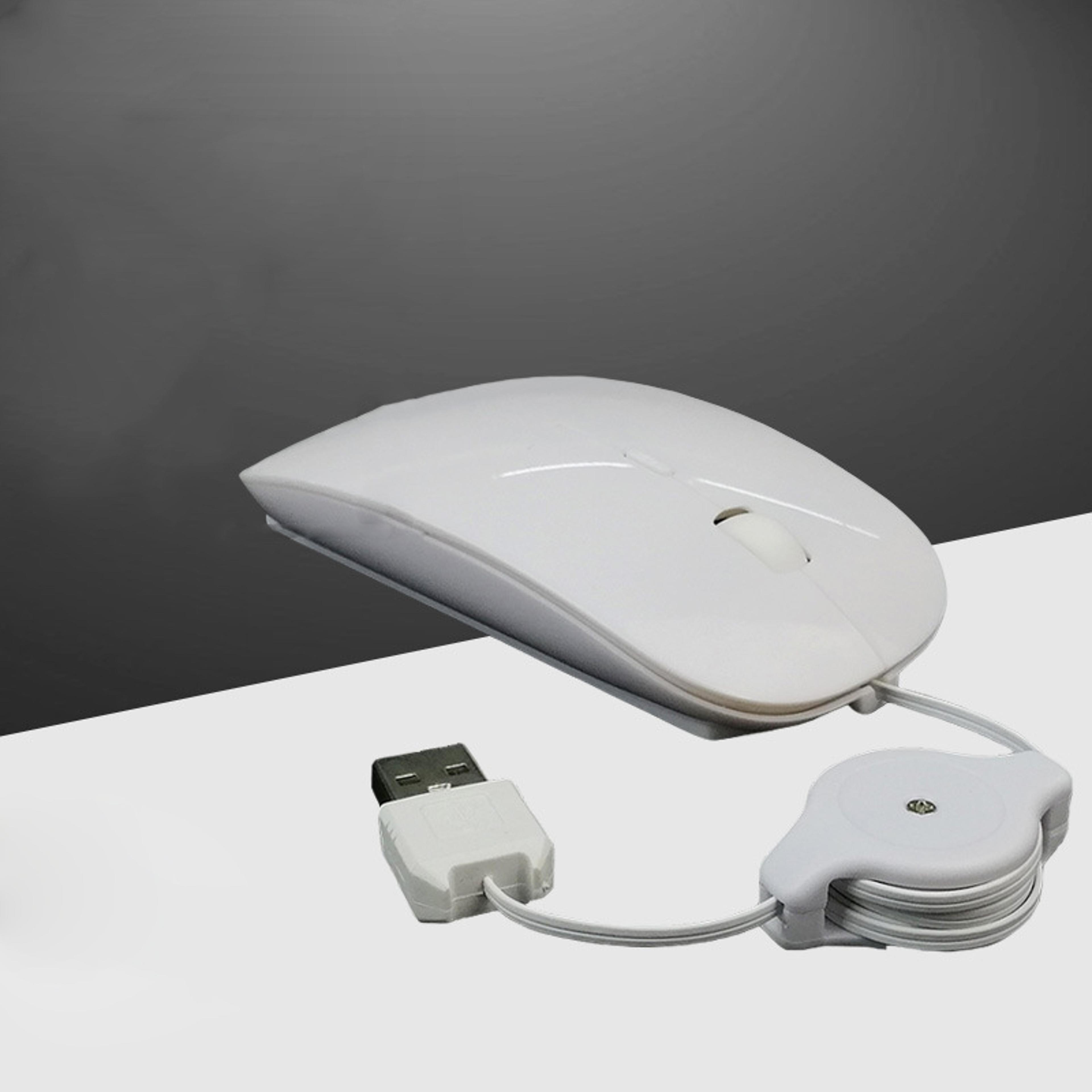 Portable Silent Wired USB Mouse With Retractable Cable For Laptop Office  Gaming 6