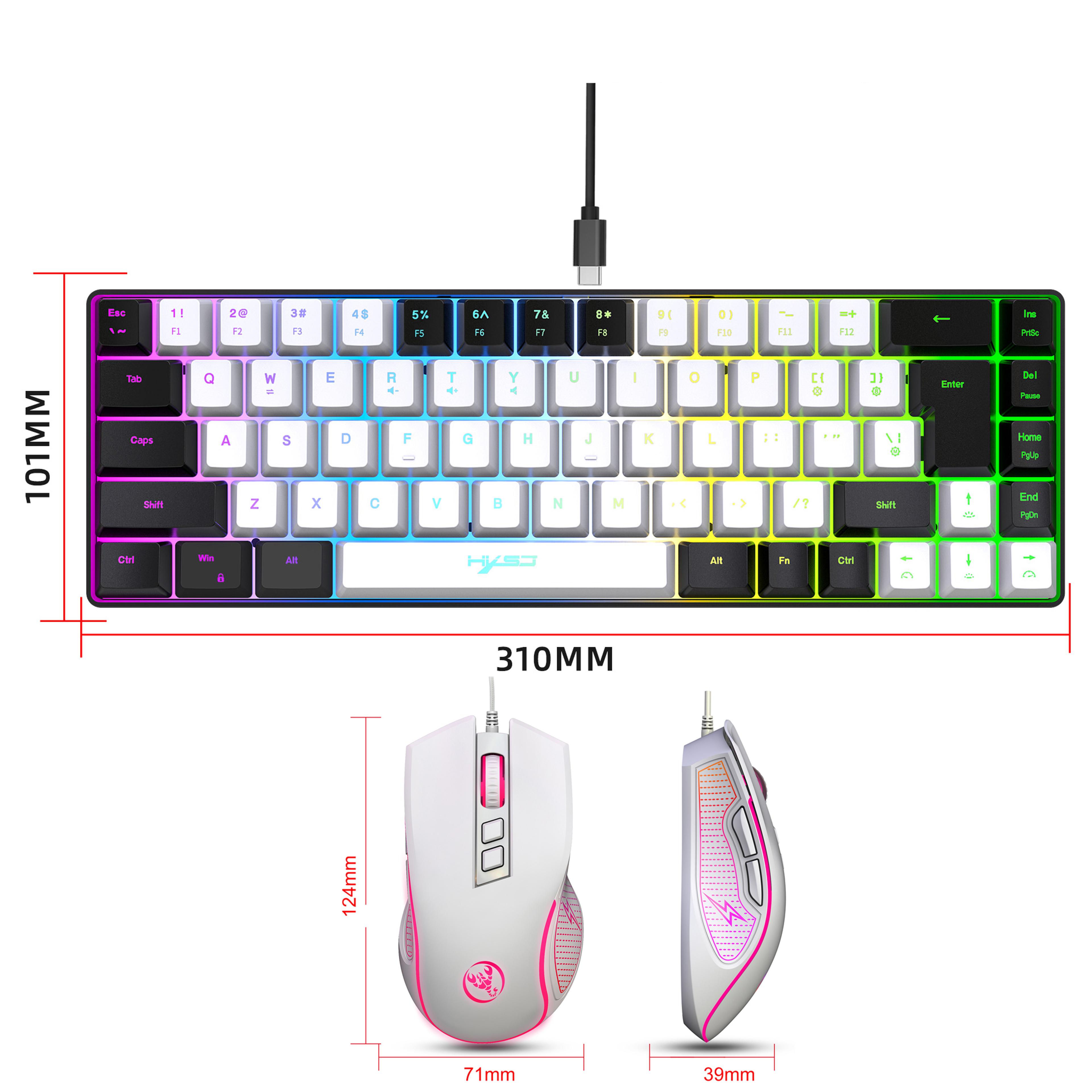 Key RGB Gaming Keyboard And Mouse Combo With Mechanical Feel Keys 1