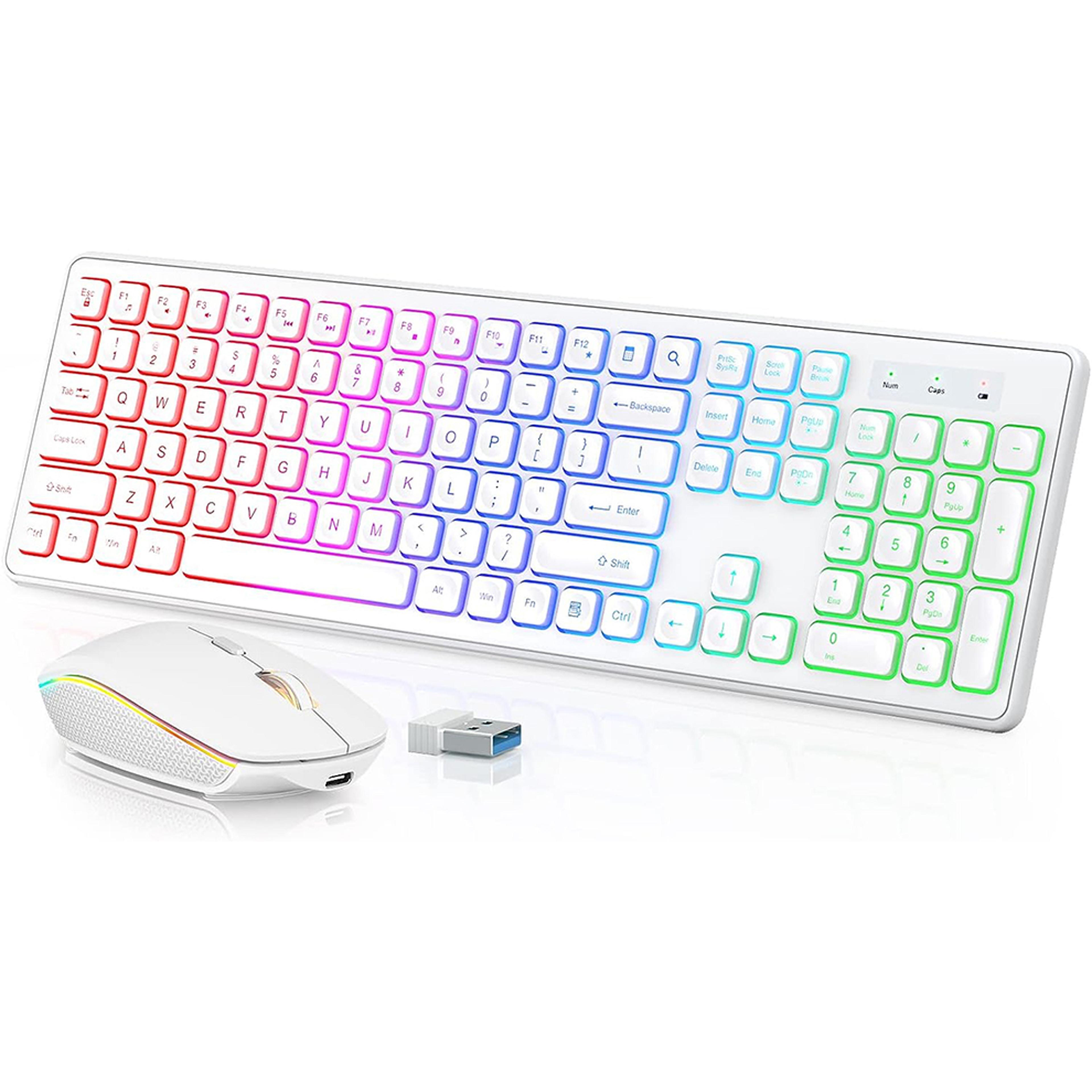 Rechargeable Backlit Wireless Keyboard And Mouse Combo With Quiet Keys For PC Laptop 0