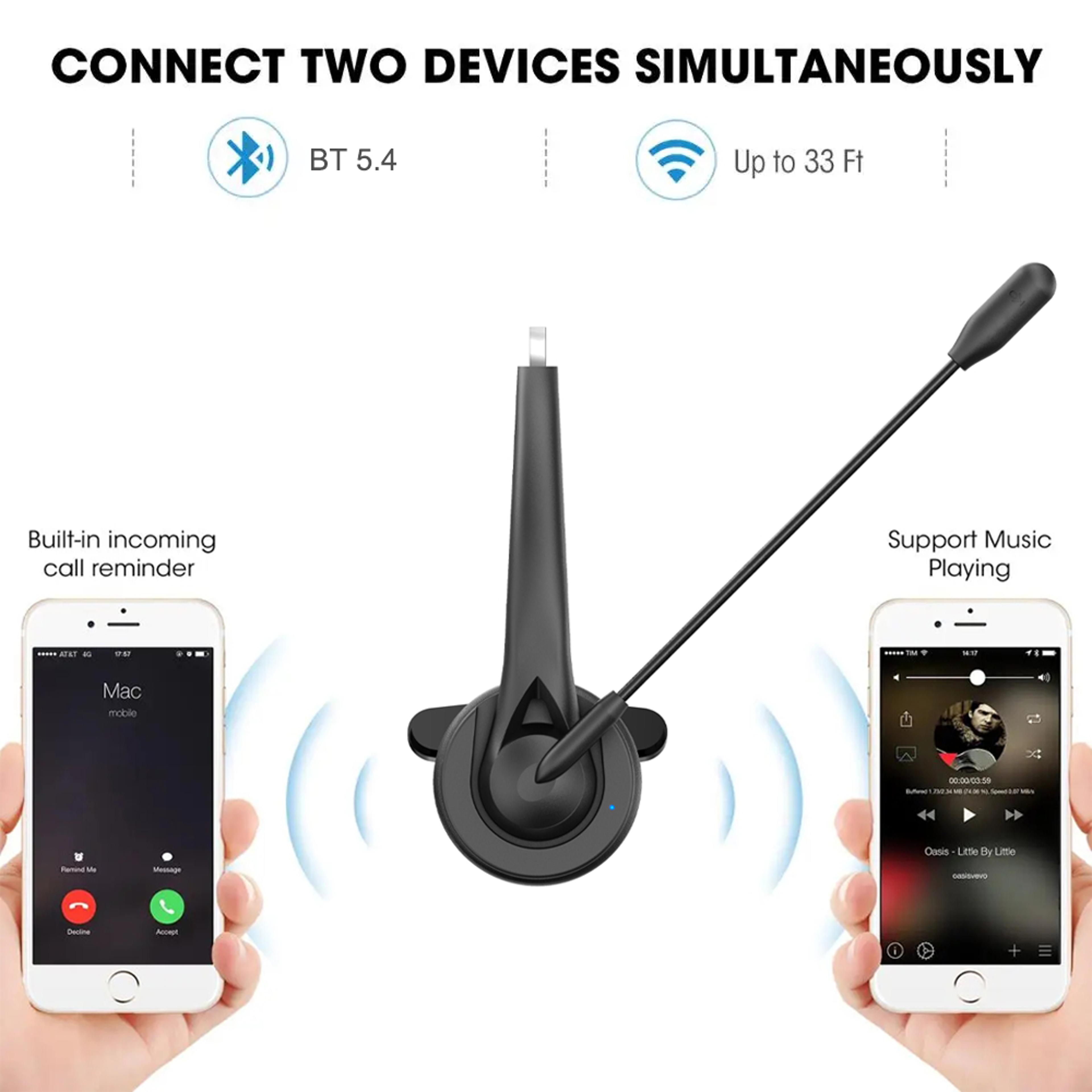 Bluetooth Noise Cancelling Headset With Microphone For Calls And Work 2
