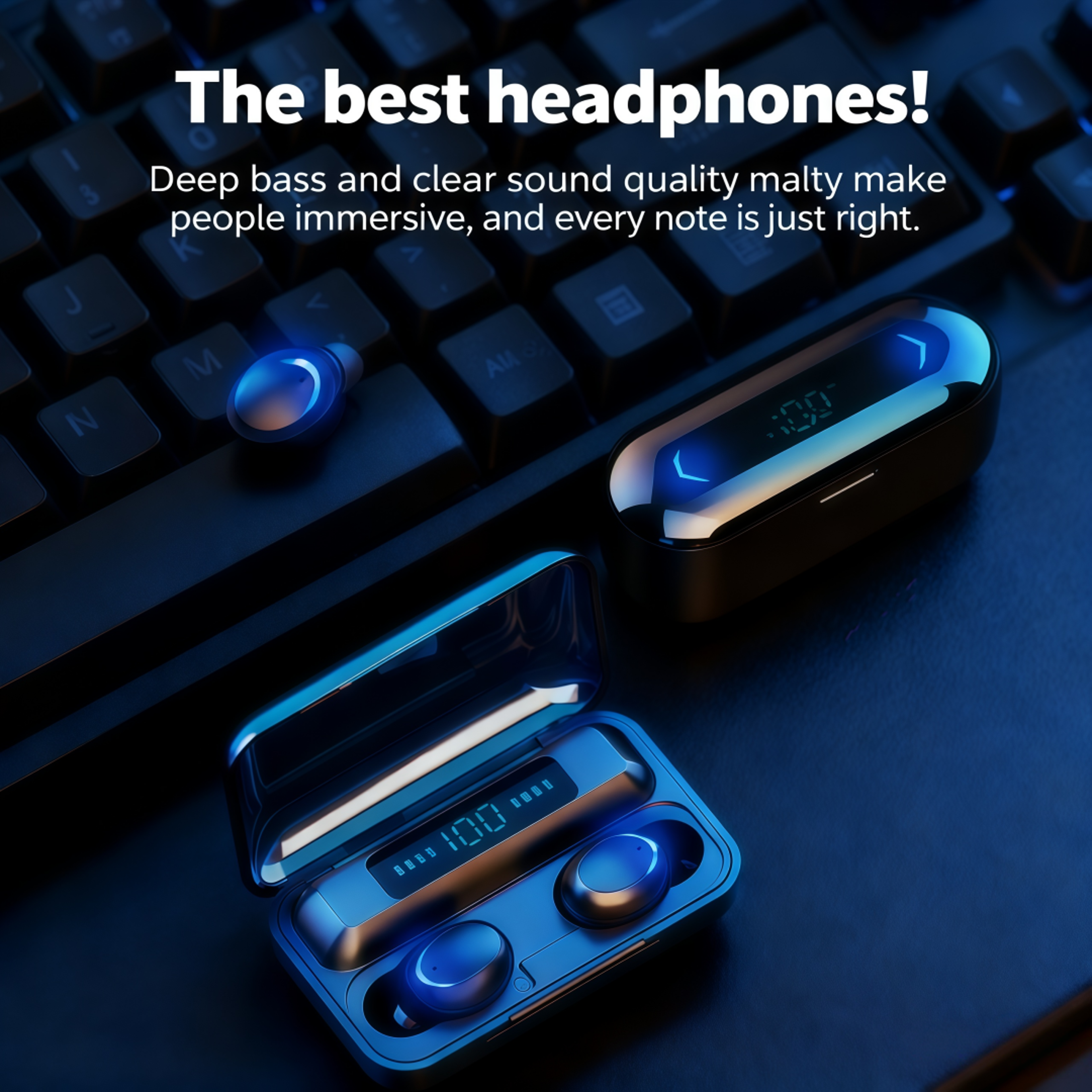 Bluetooth Wireless Earbuds With Deep Bass And LED Charging Case 1