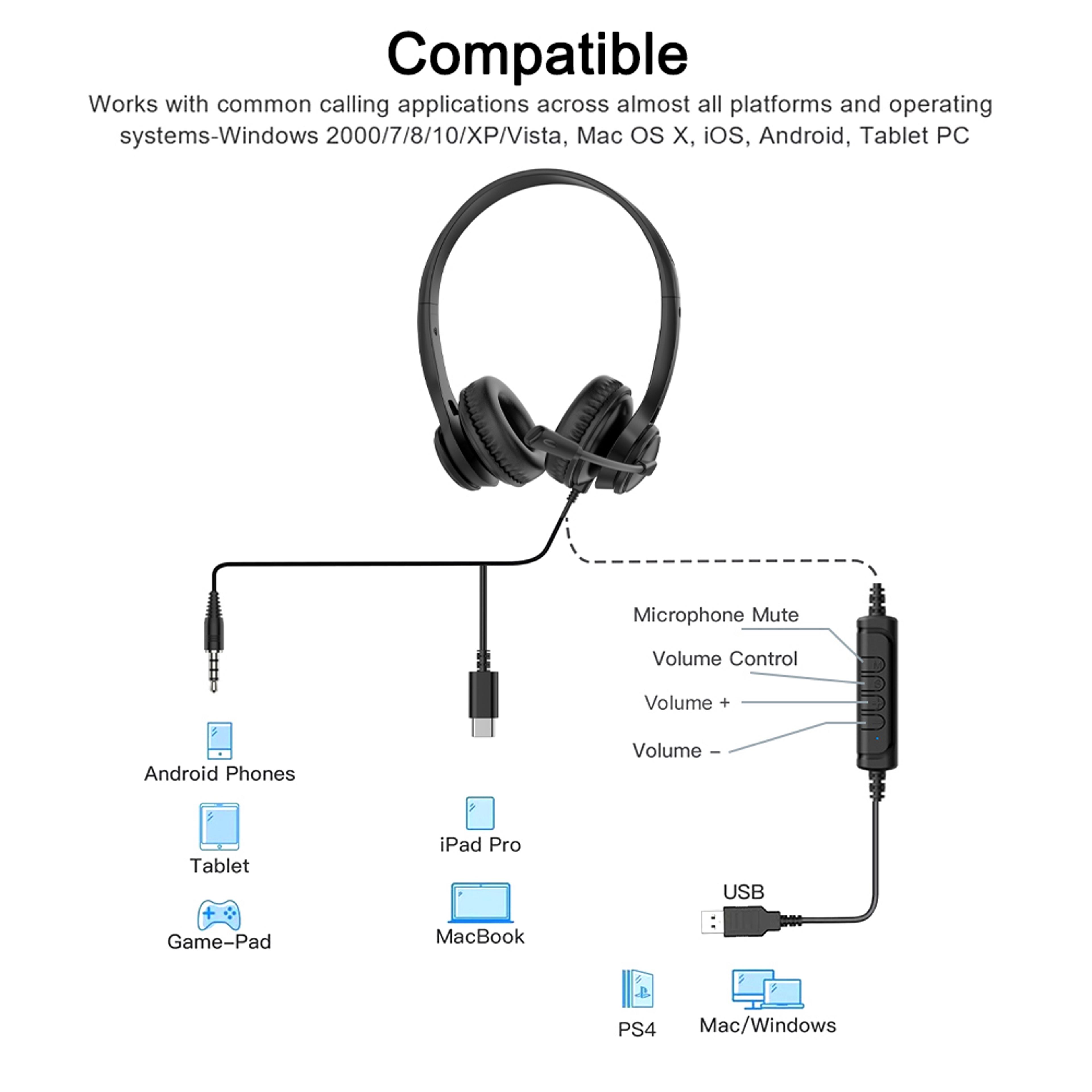 USB Computer Headset With Noise Cancelling Microphone For Video Calls And Online Meeting 3