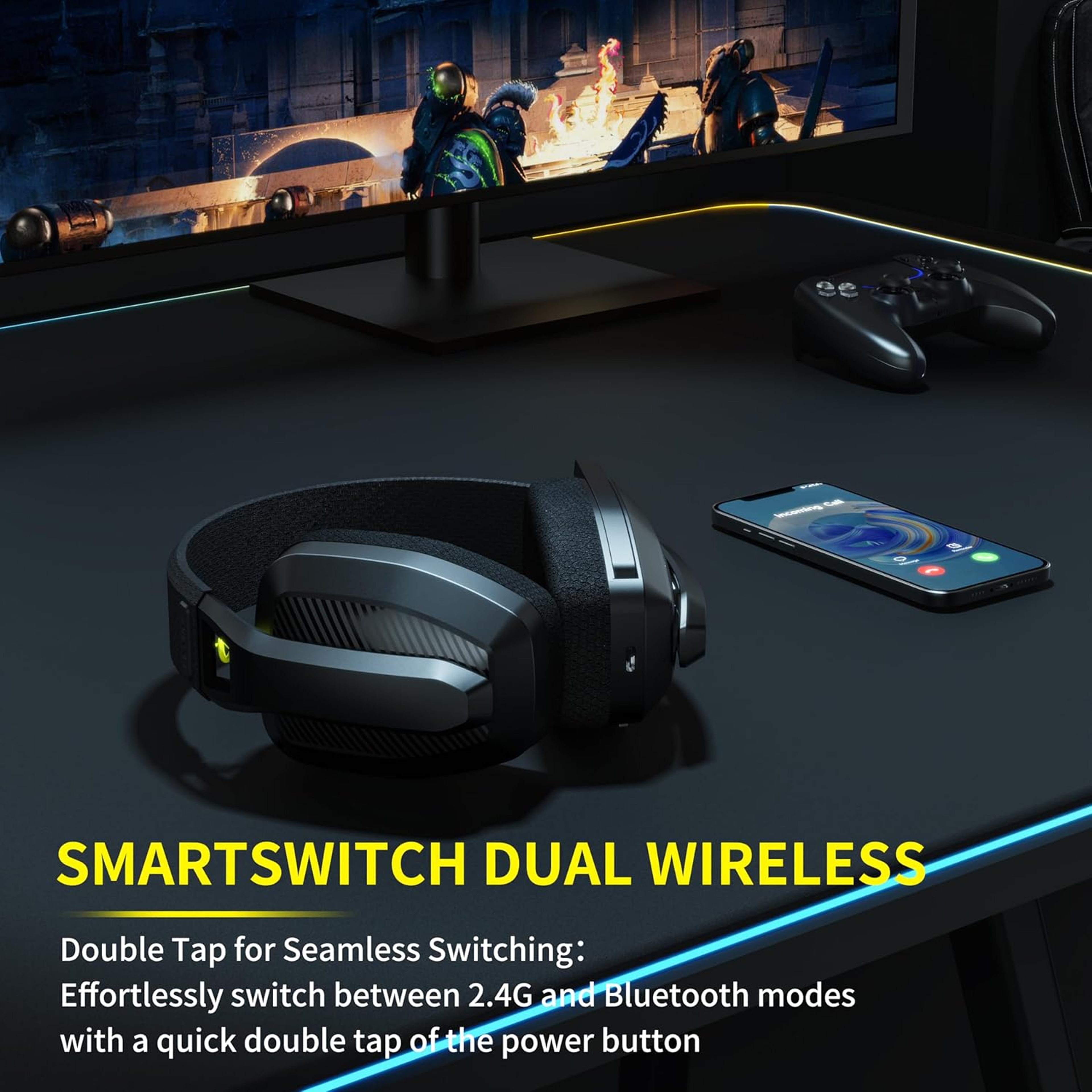 Wireless Gaming Headset For PC With Low Latency And Noise Reducing Mic 5