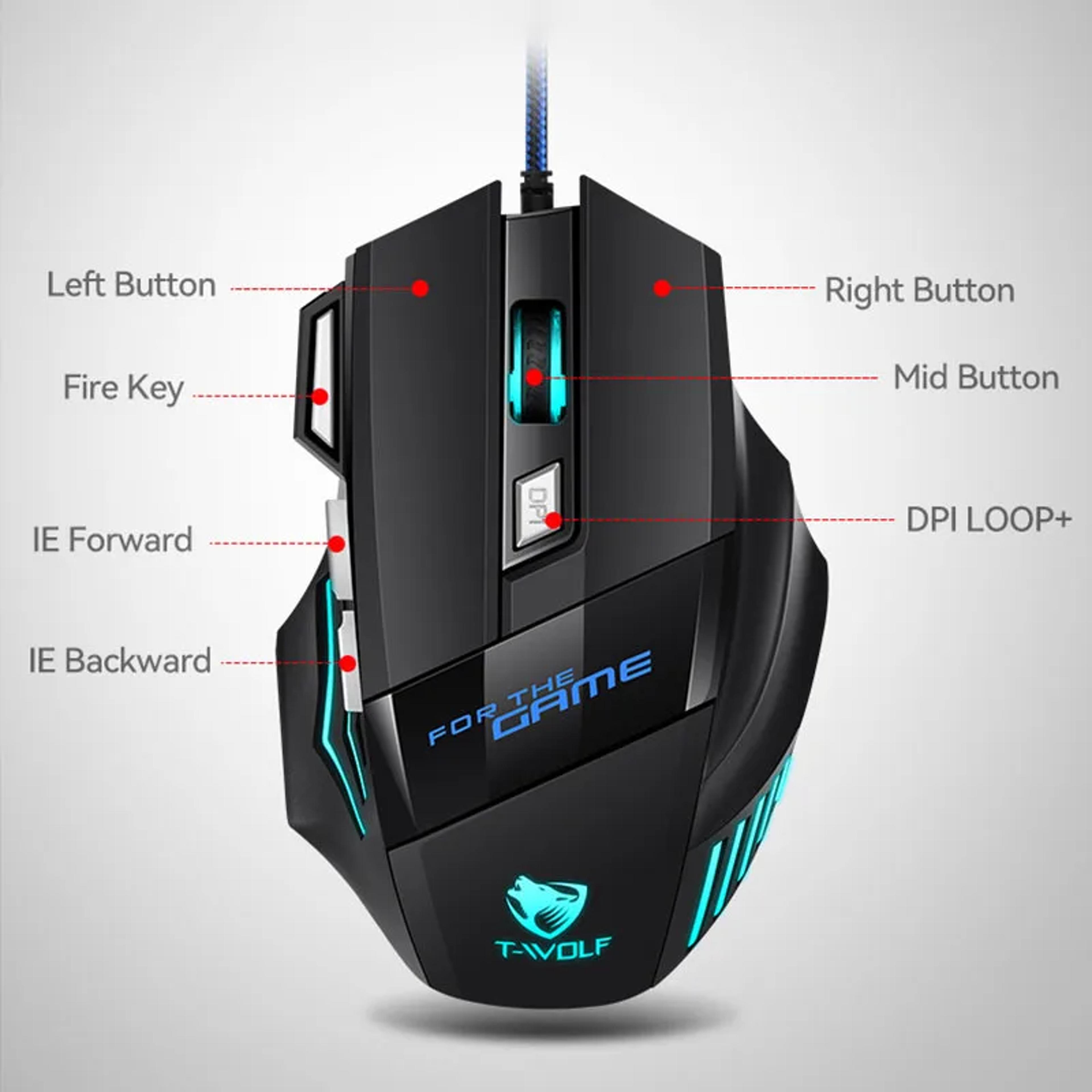 DPI Wired Gaming Mouse With Programmable Buttons And RGB Backlight Ergonomic Design 3