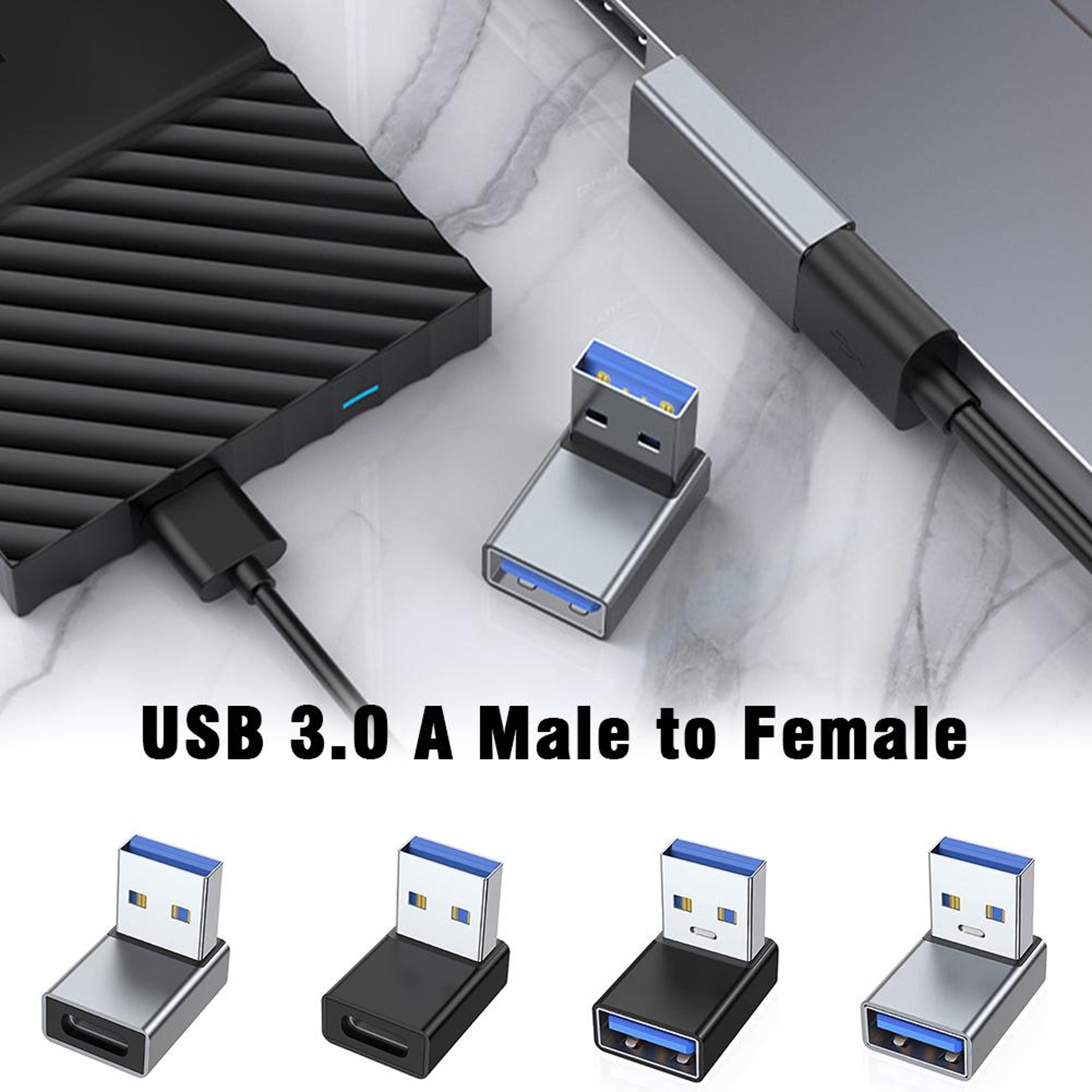 USB Extension Adapter Right Angle USB Male To Female Connector For Laptops  PCs 2