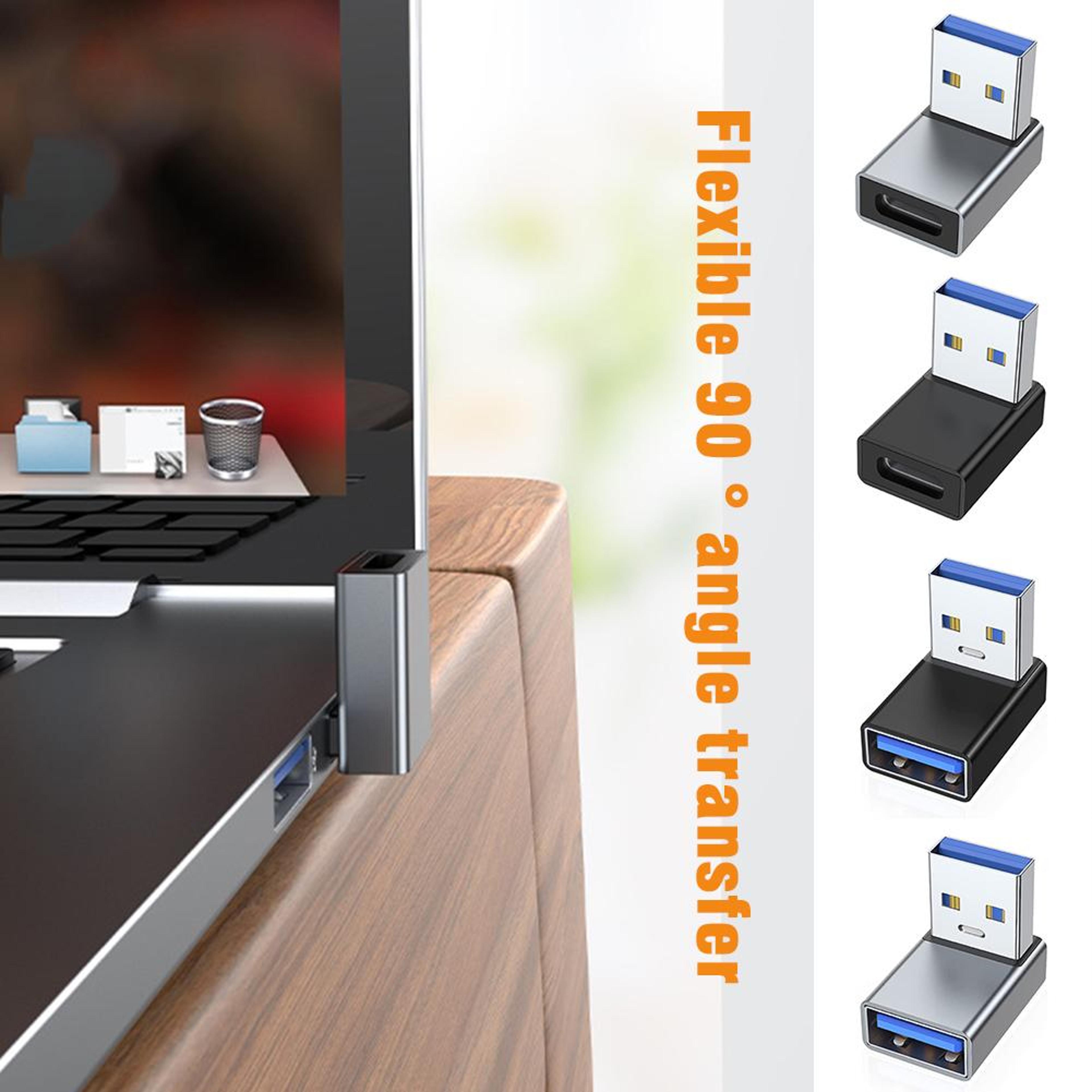 USB Extension Adapter Right Angle USB Male To Female Connector For Laptops  PCs 3