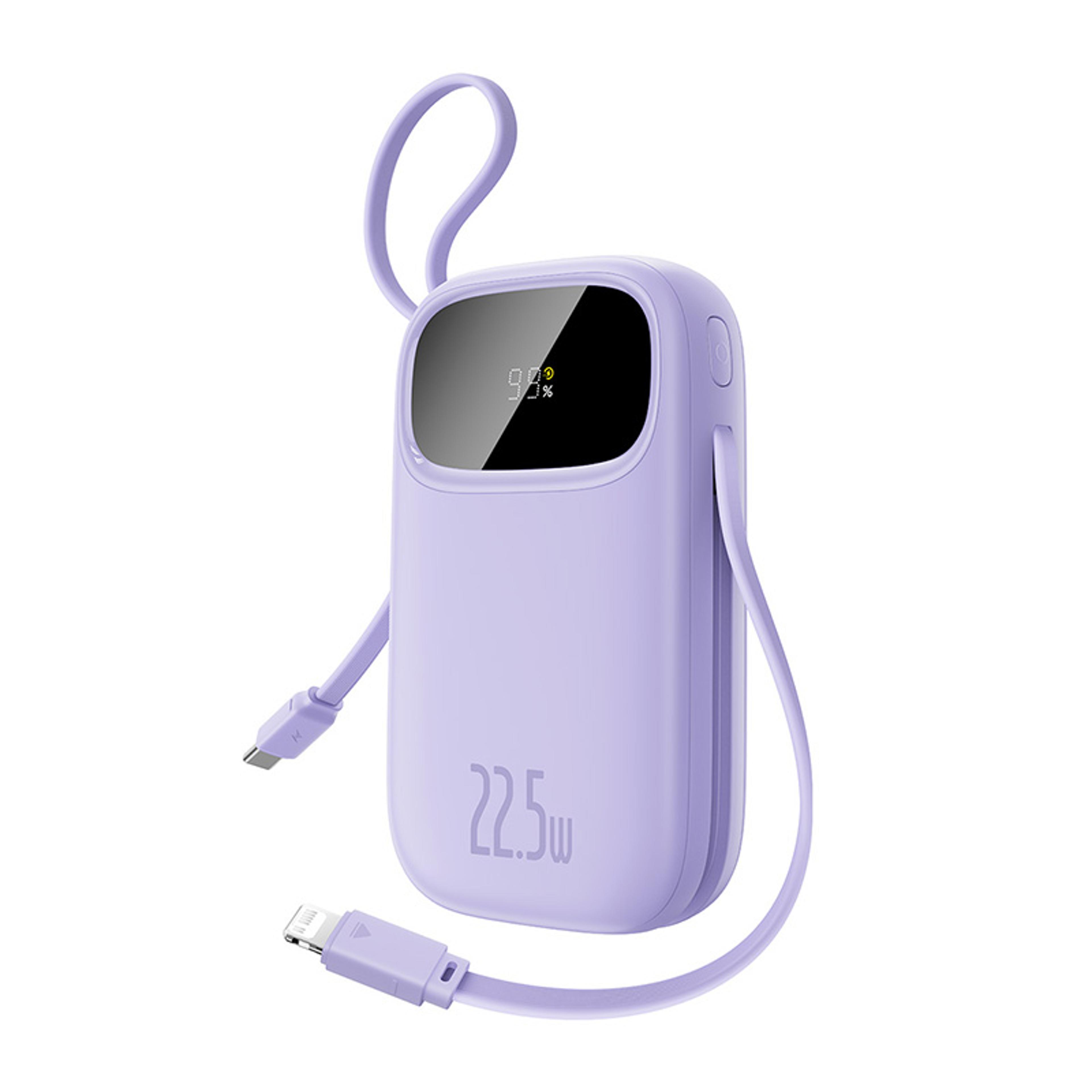 Portable Power Bank With Built In Retractable USB C  Lightning Cables 0