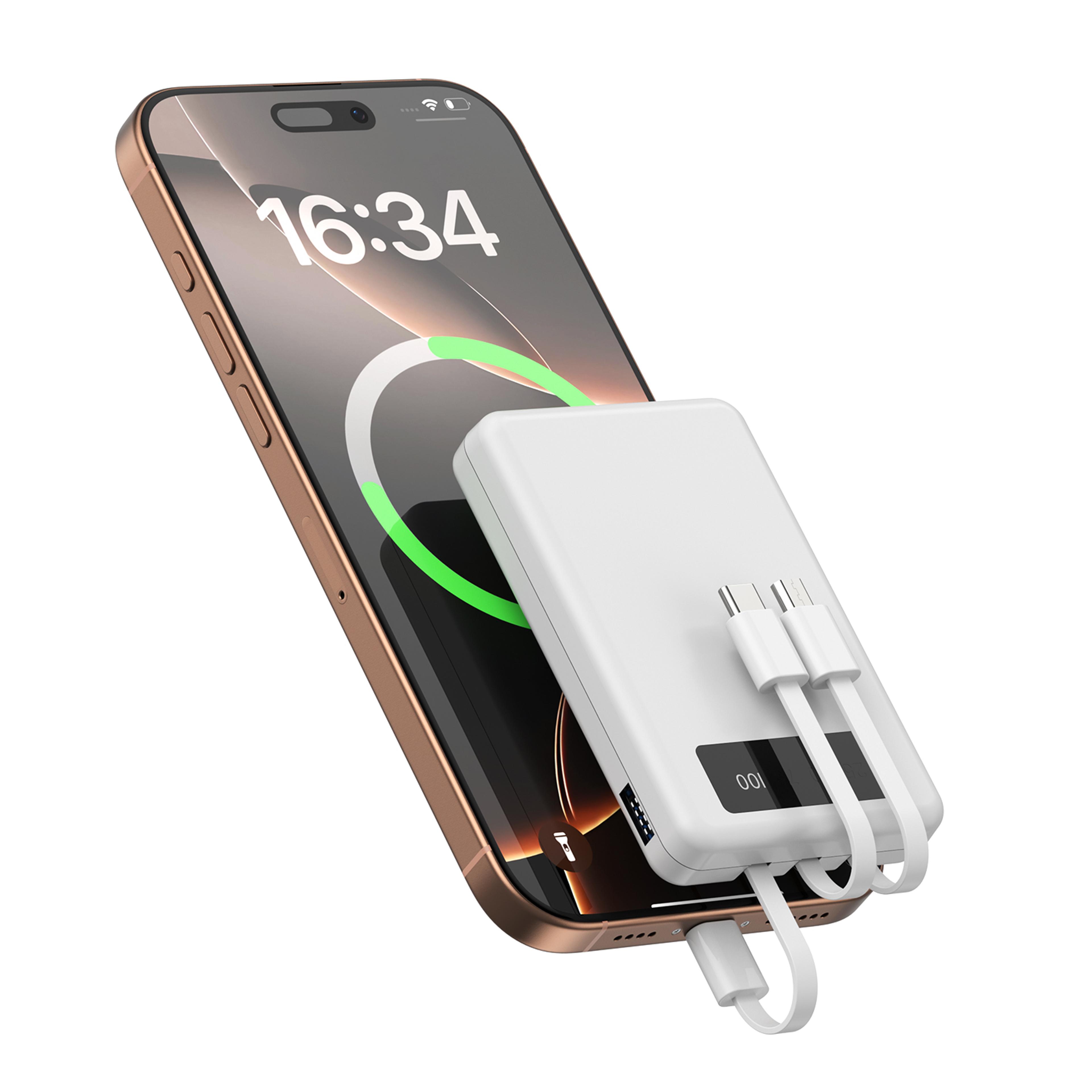 Portable Power Bank With Built In Cables LED Display Slim Travel Charger 2