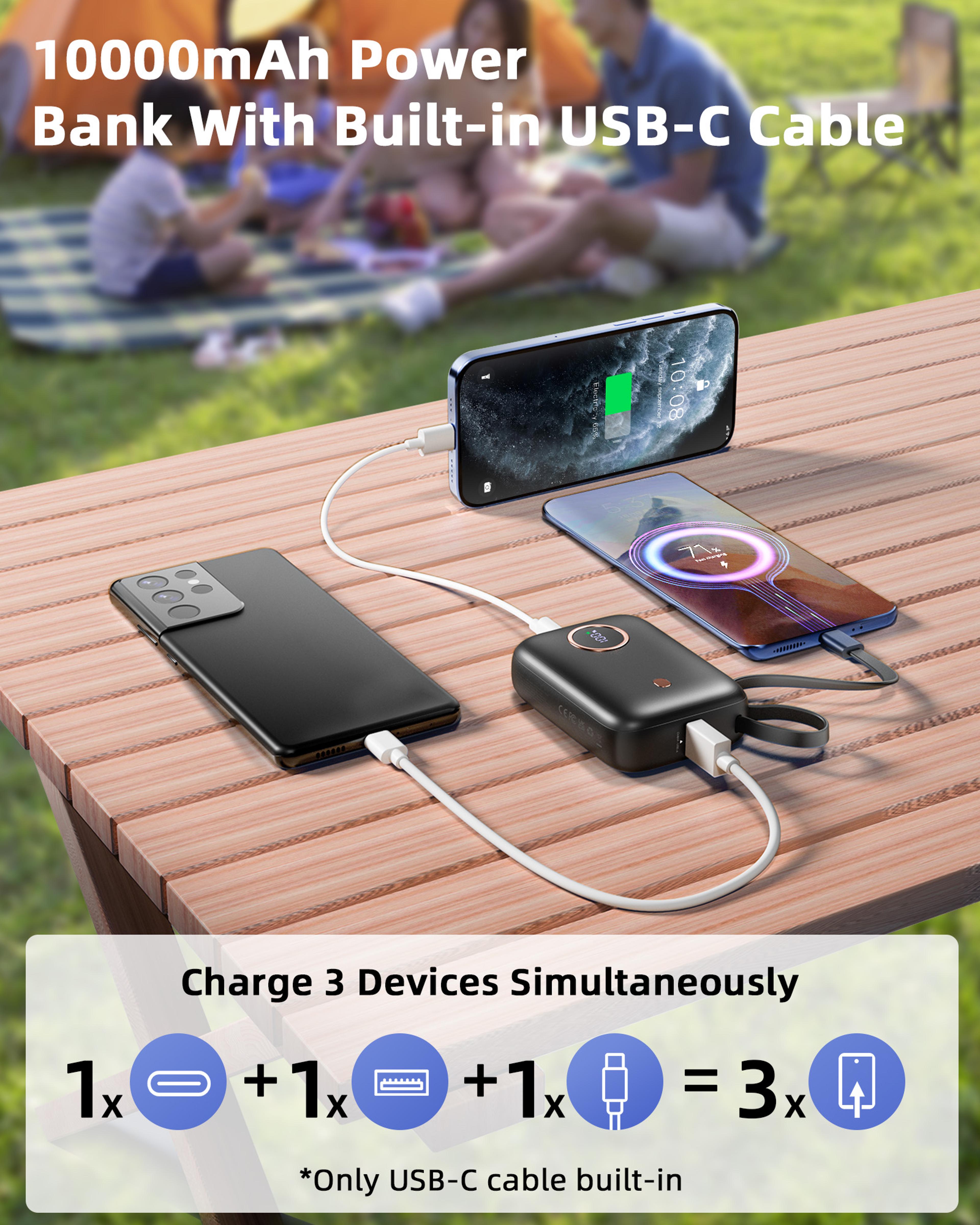 Mini Power Bank With Built In Cable Fast Portable Charger 4