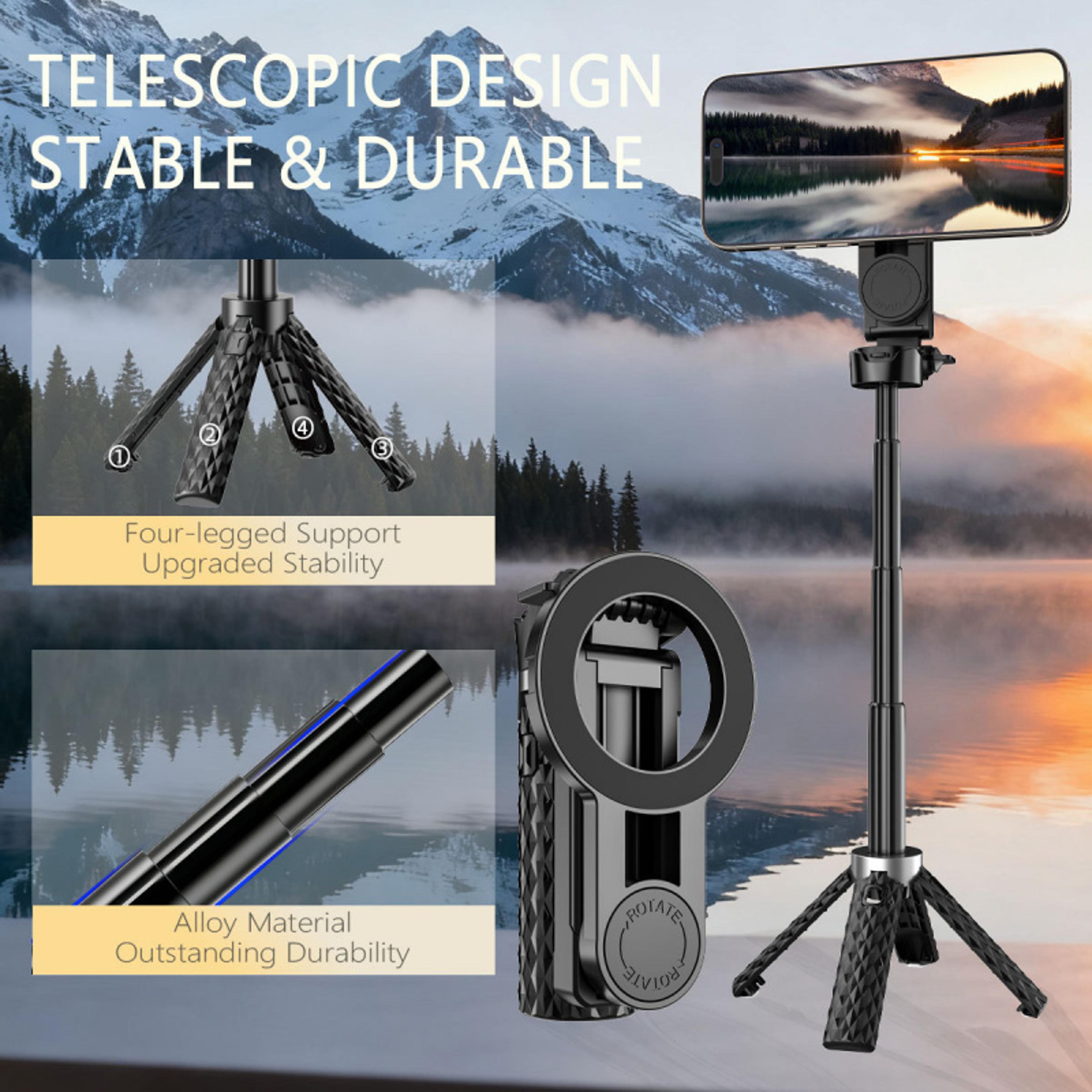 Magnetic Bluetooth Selfie Stick Extendable Phone Monopod With Rotating Holder For All Smartphones 6