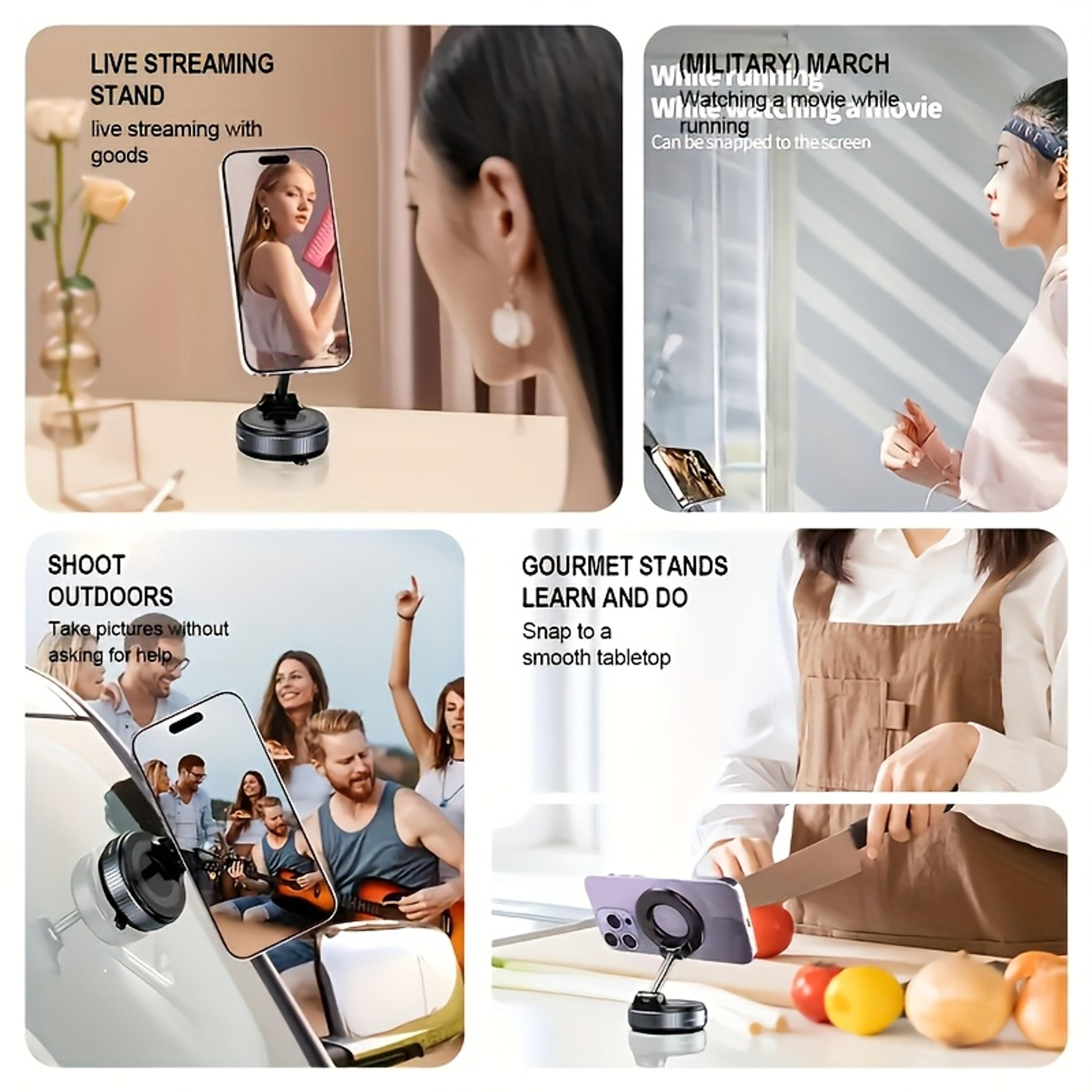 Strong Magnetic Phone Holder With Vacuum Suction Cup Adjustable Foldable Mount For Car Desk  Home 5