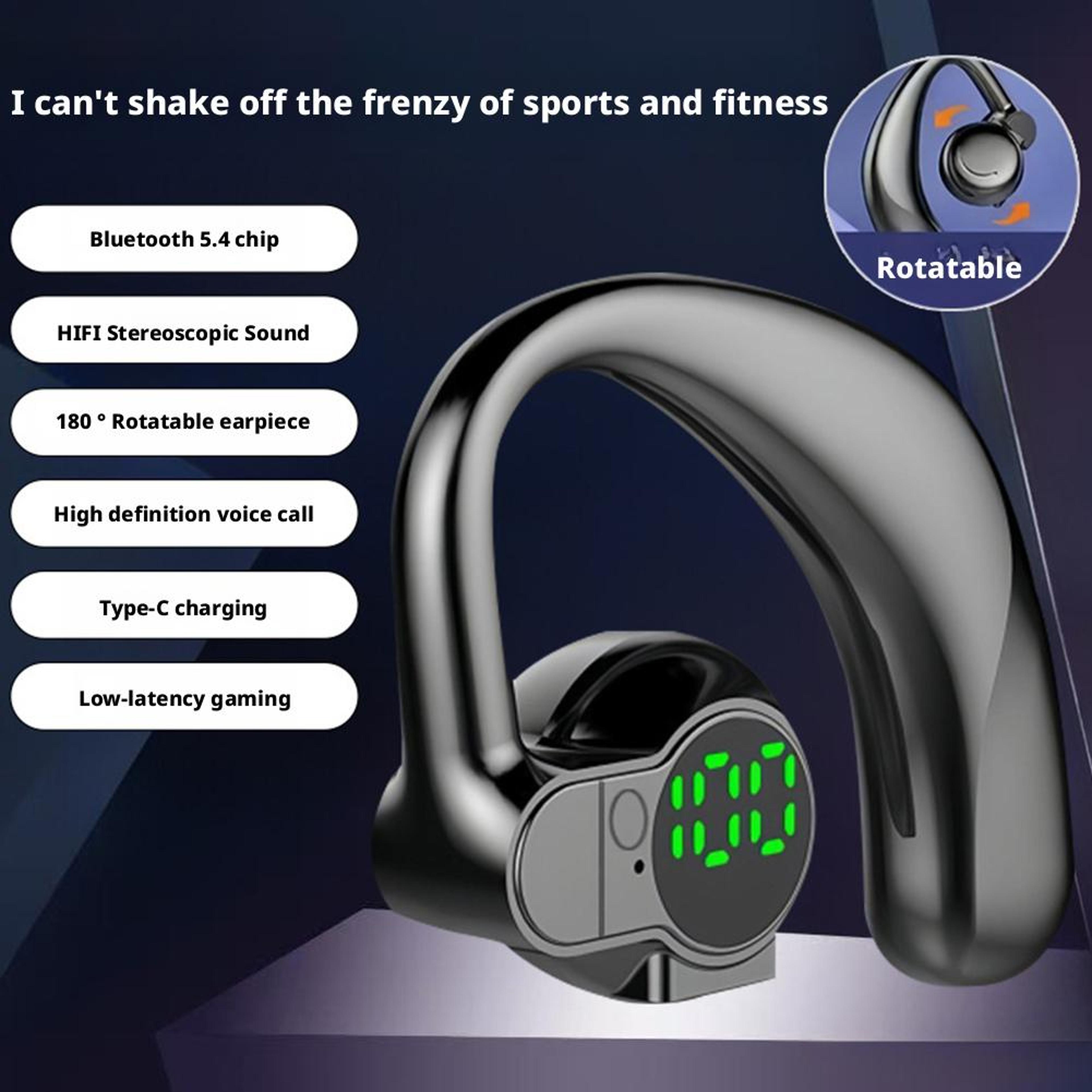 Rotatable Bluetooth Single Ear Bluetooth Headset With Microphone  Ear Hook 5