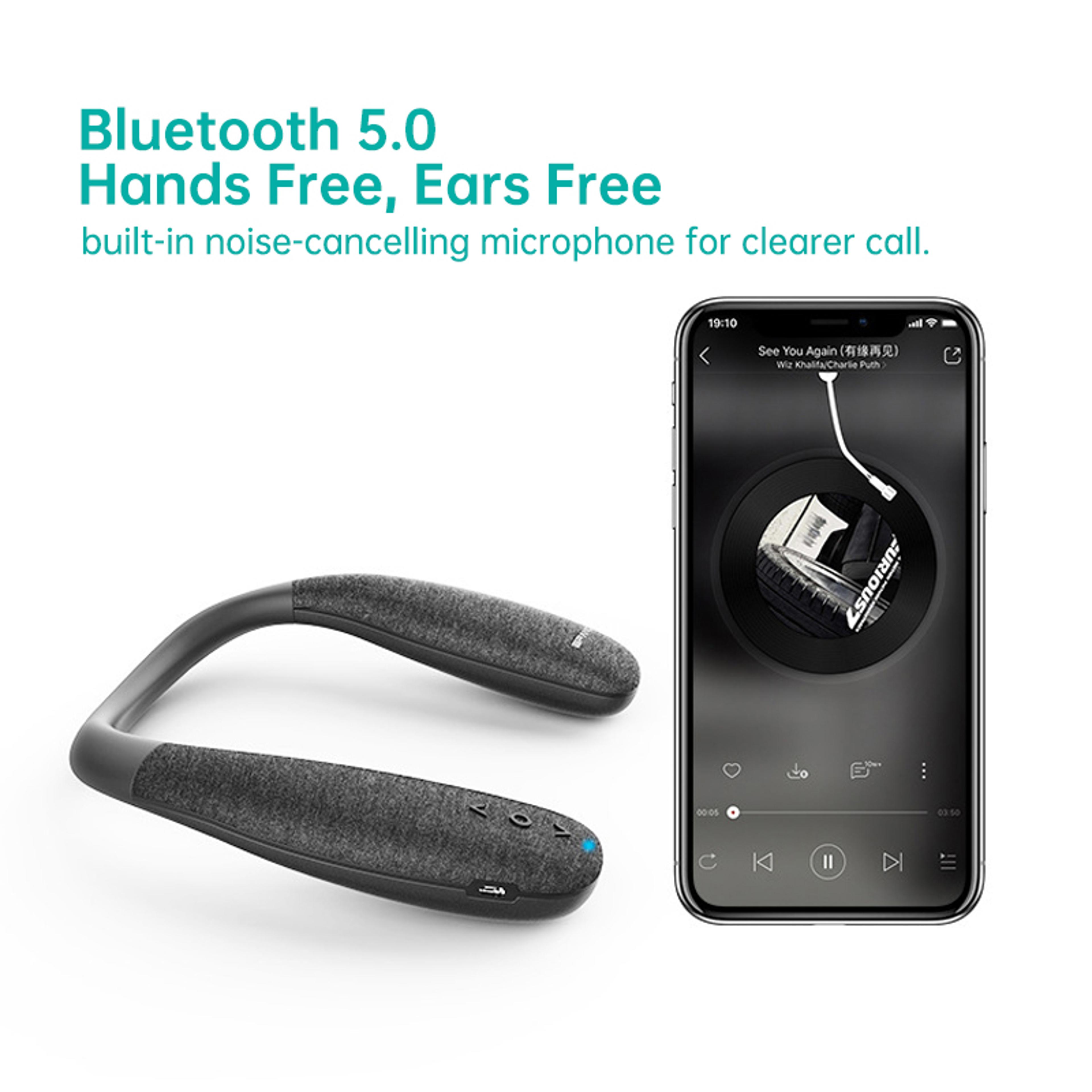 Wearable Bluetooth Neck Speaker With Stereo Sound  Microphone Wireless Playback 4