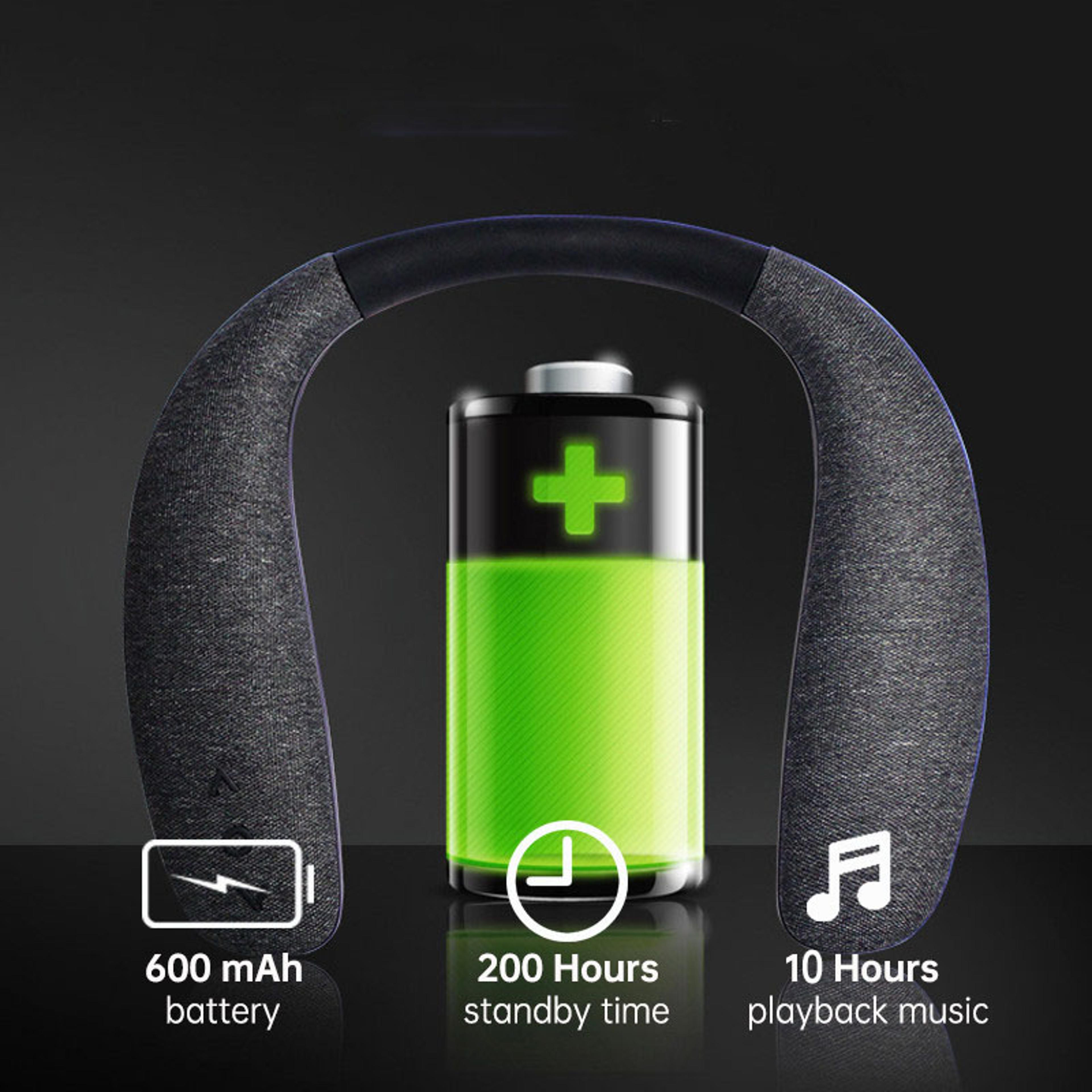 Wearable Bluetooth Neck Speaker With Stereo Sound  Microphone Wireless Playback 5