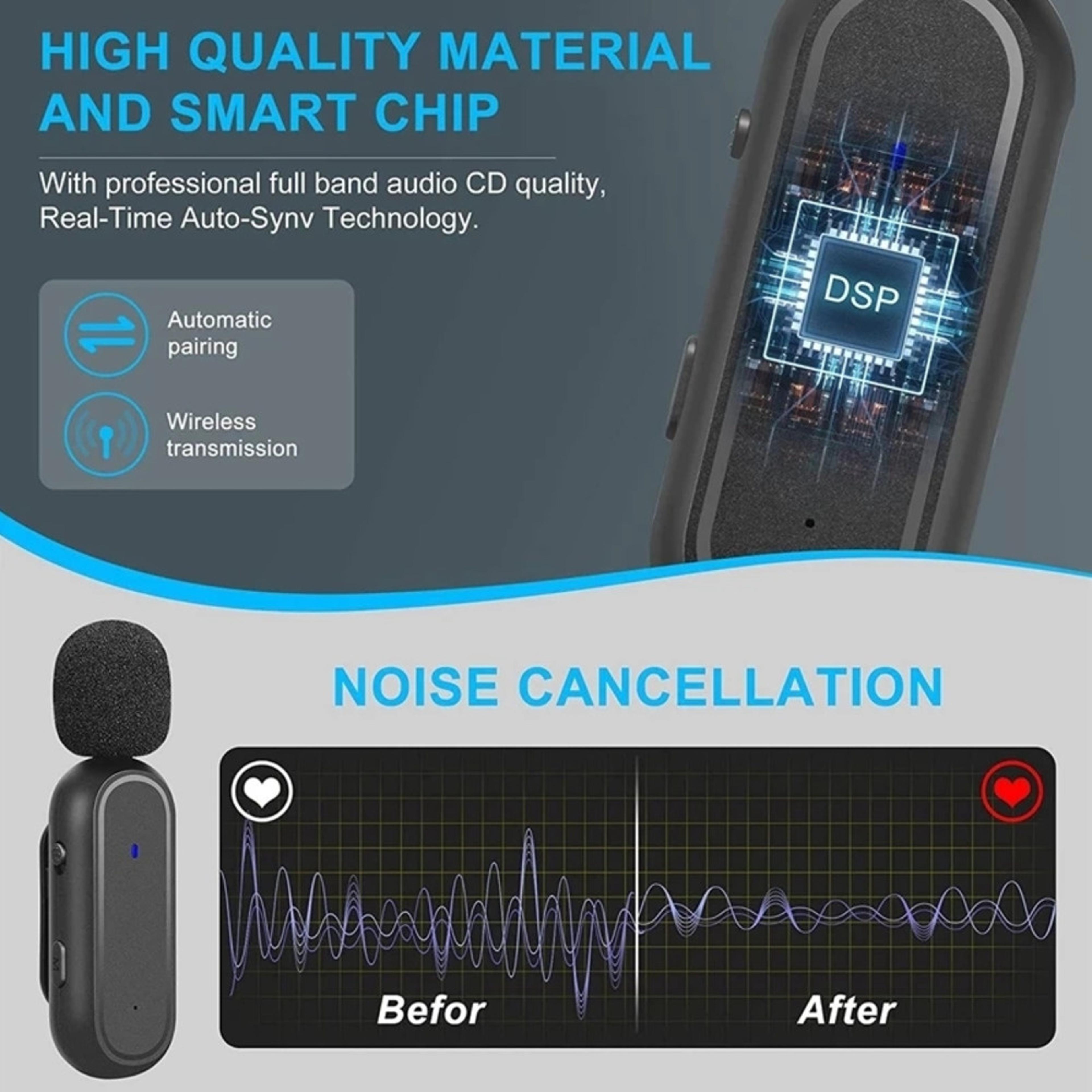 Wireless Lavalier Microphone With Charging Case Clip On Mic For IPhone Android  Video Recording 3