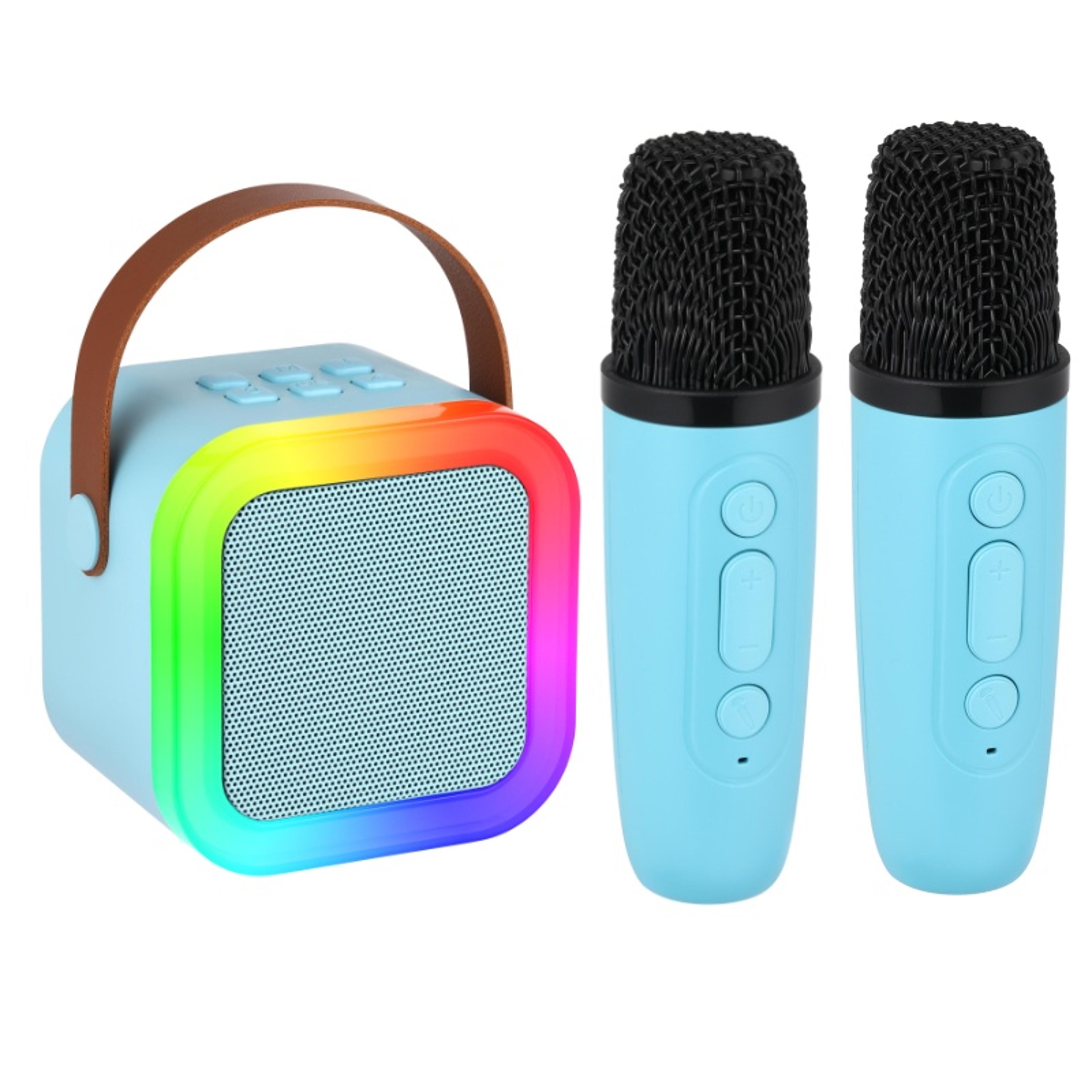 Portable Karaoke Machine With Dual Wireless Microphones Bluetooth Speaker RGB Lights 7