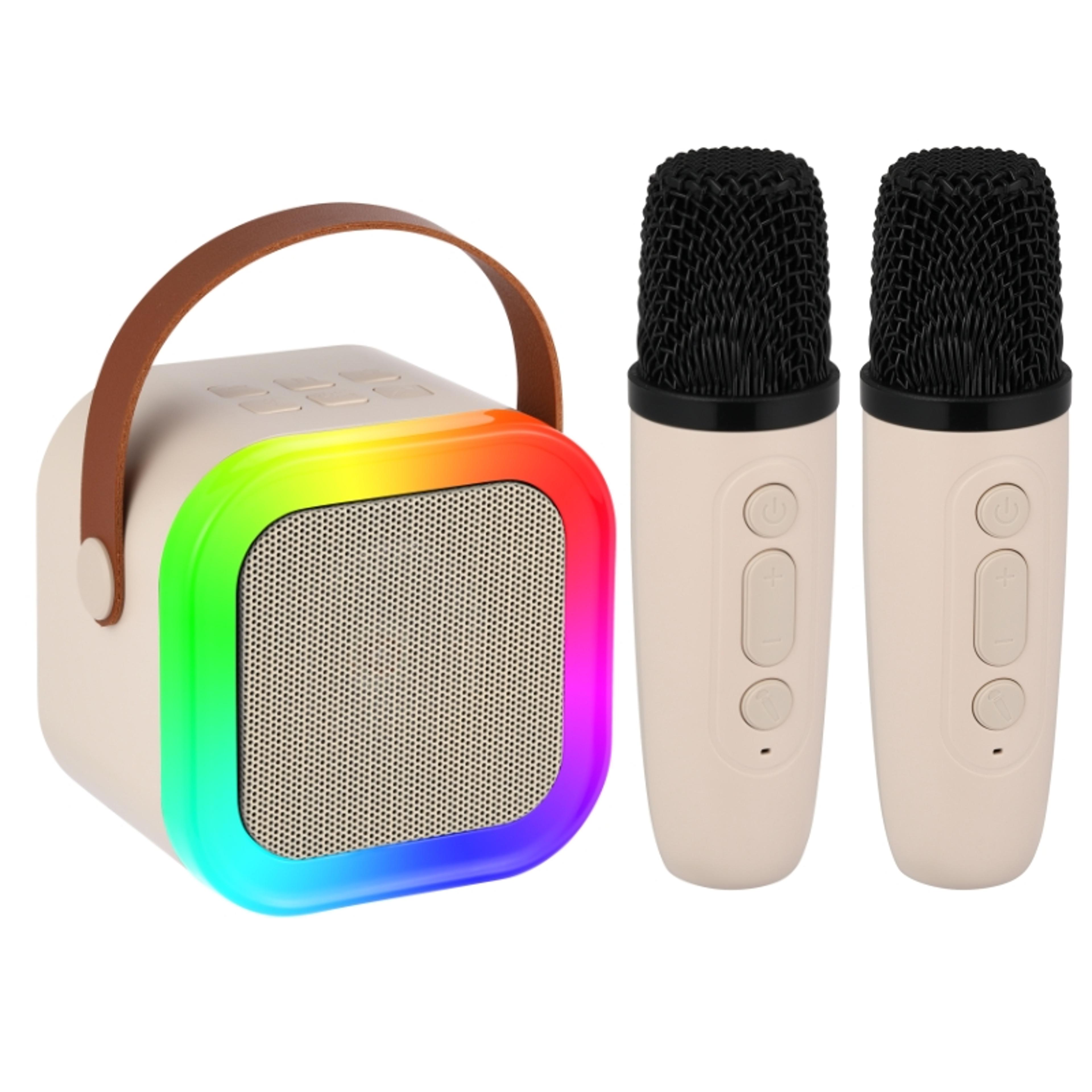 Portable Karaoke Machine With Dual Wireless Microphones Bluetooth Speaker RGB Lights 8