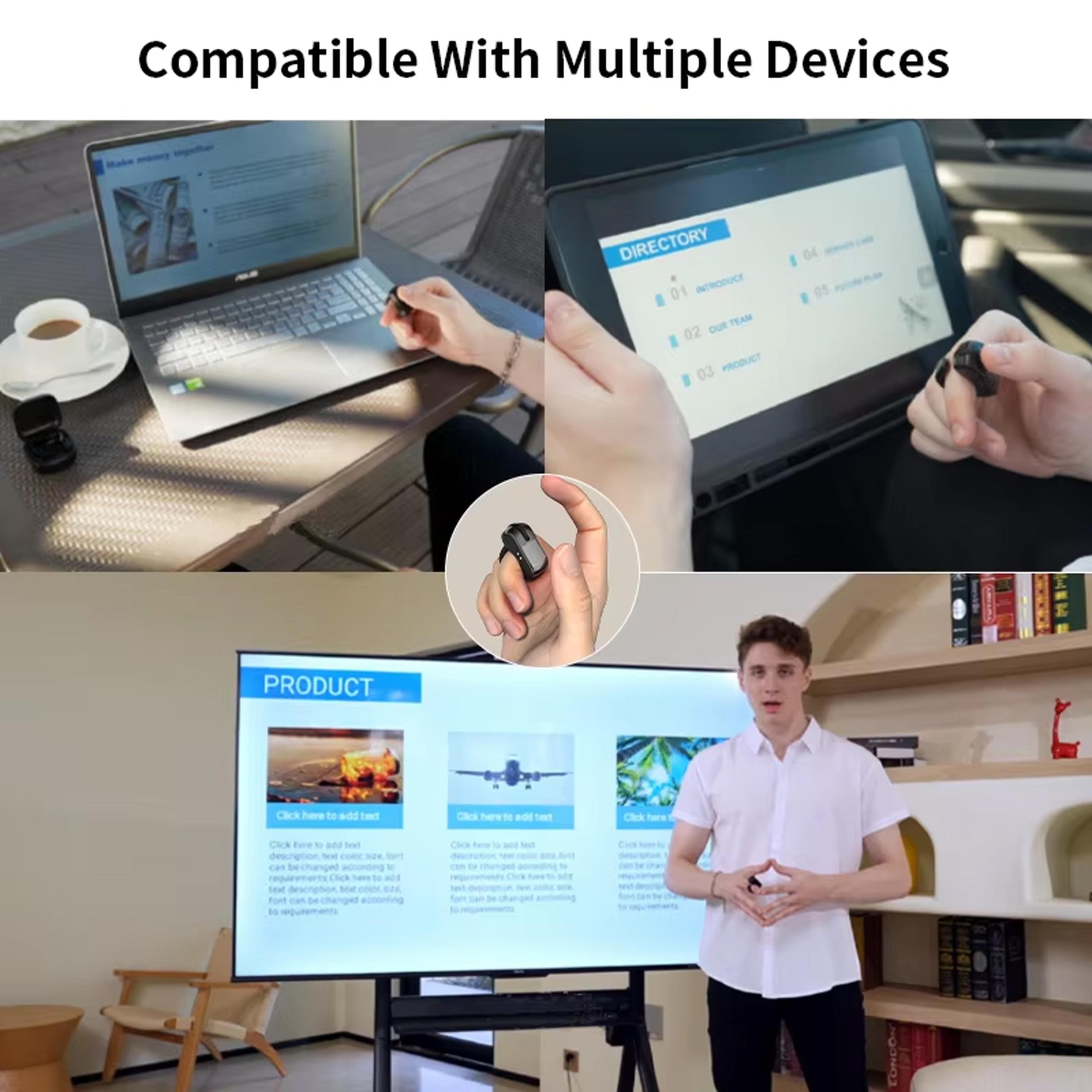 Dual Mode Bluetooth Ring Mouse With Touchpad Rechargeable Wireless Presentation Remote 6