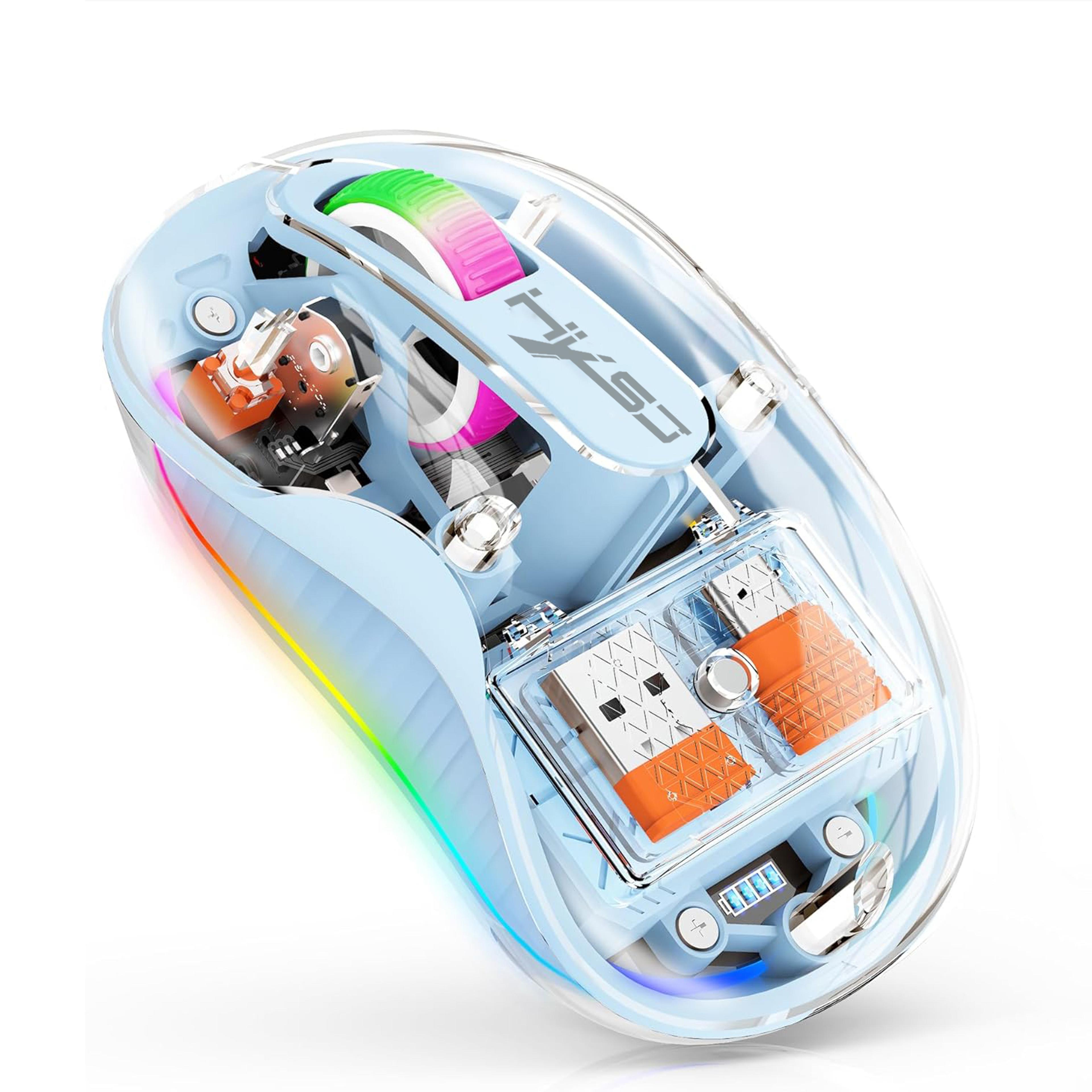 Transparent Wireless Mouse Tri Mode Silent Rechargeable Bluetooth Mouse 0