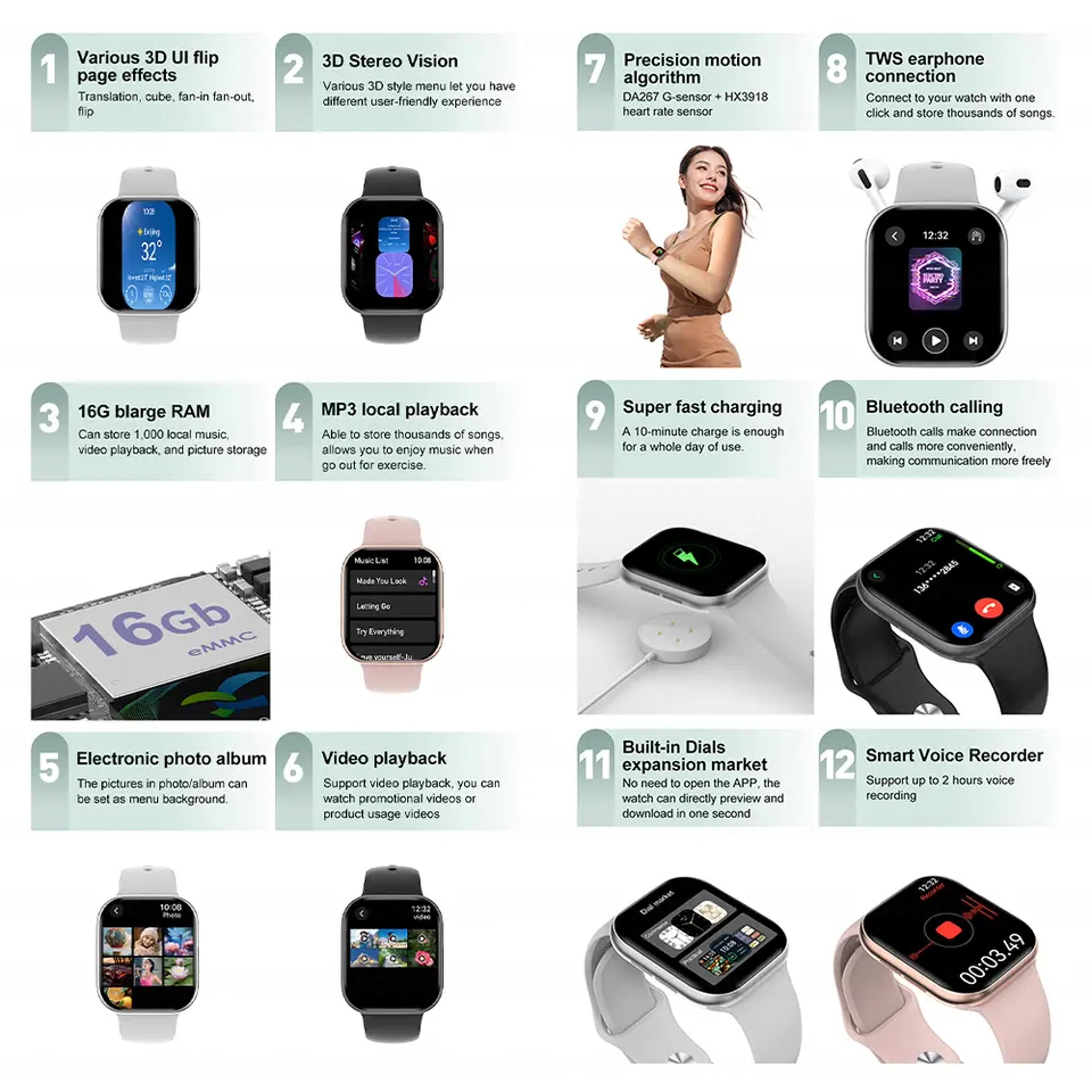 Smart Watch With Bluetooth Calling NFC And Music For Android  IPhone 4