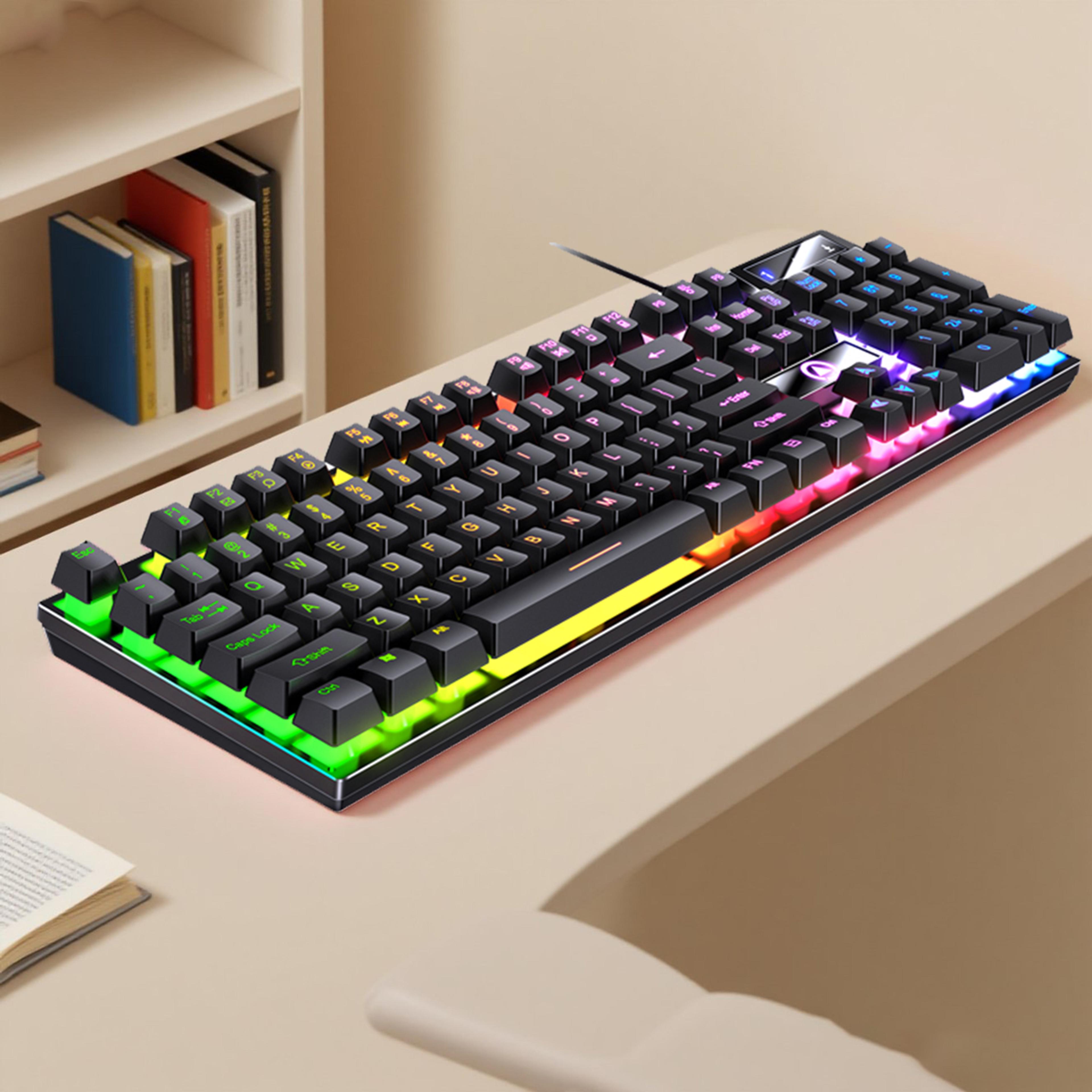 Low Profile Wired Gaming Keyboard With Numpad Full Size USB Keyboard For PC Laptop  Office 1