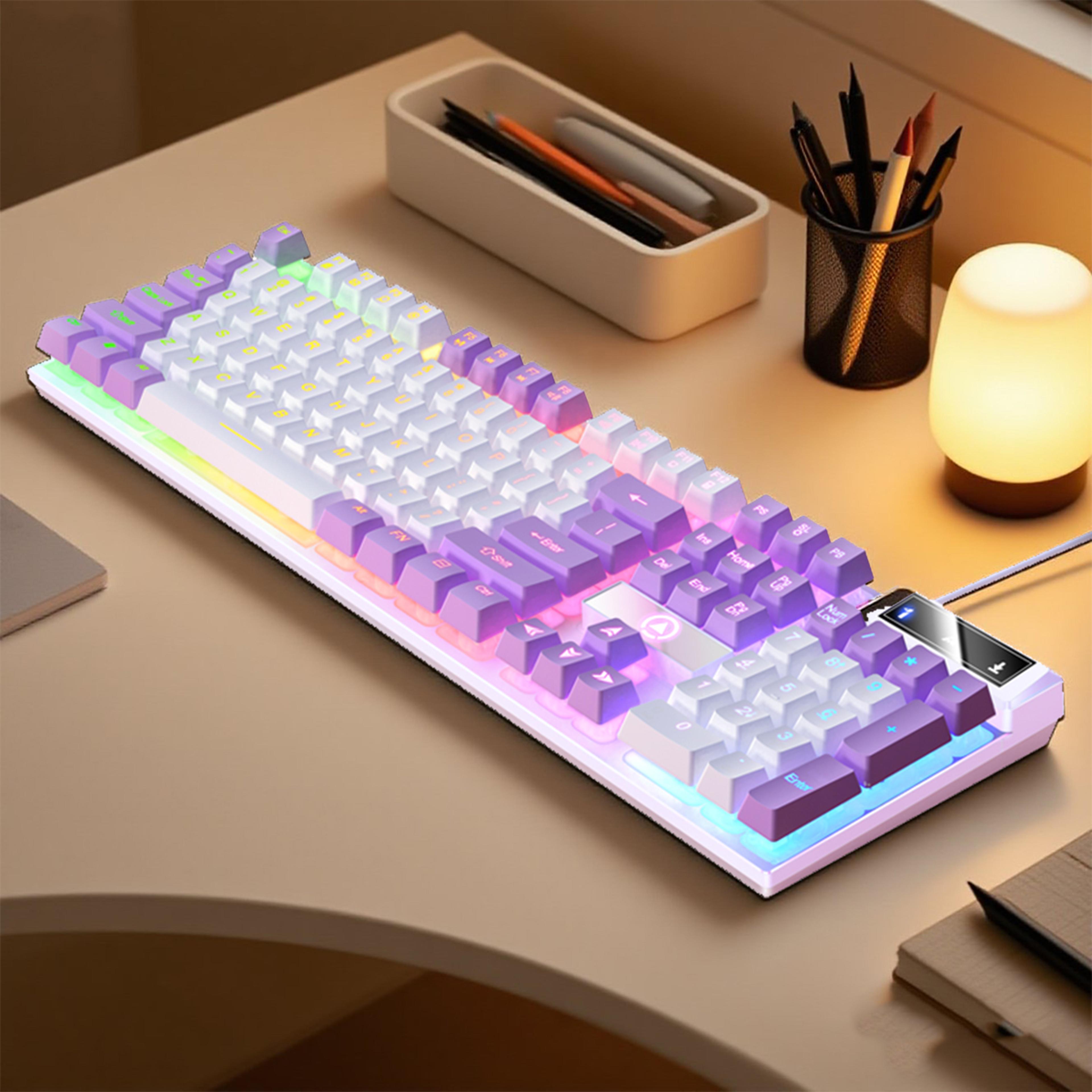 Low Profile Wired Gaming Keyboard With Numpad Full Size USB Keyboard For PC Laptop  Office 12