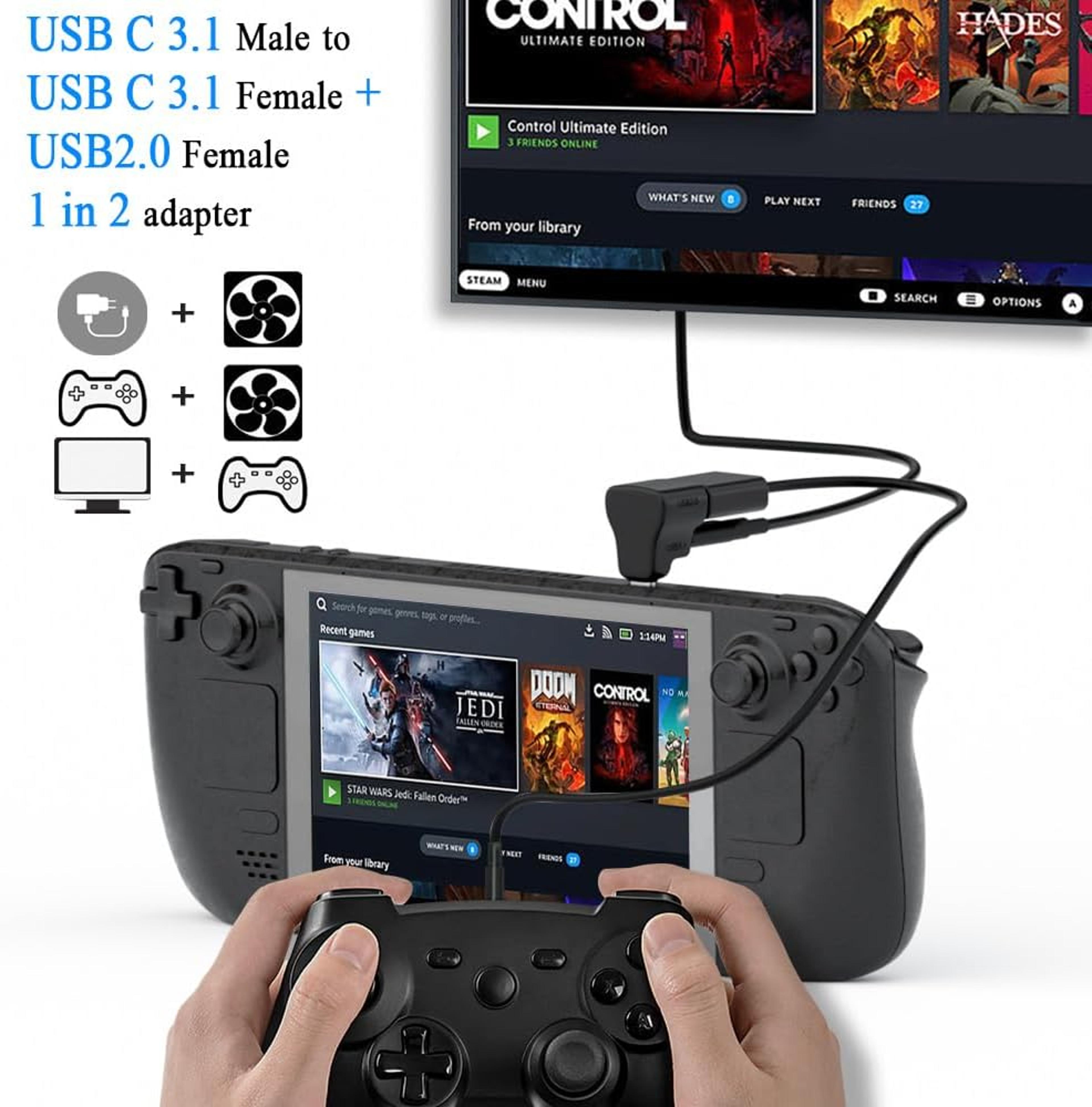 USB C To USB C  USB A Adapter For Steam Deck Laptops And Tablets 5
