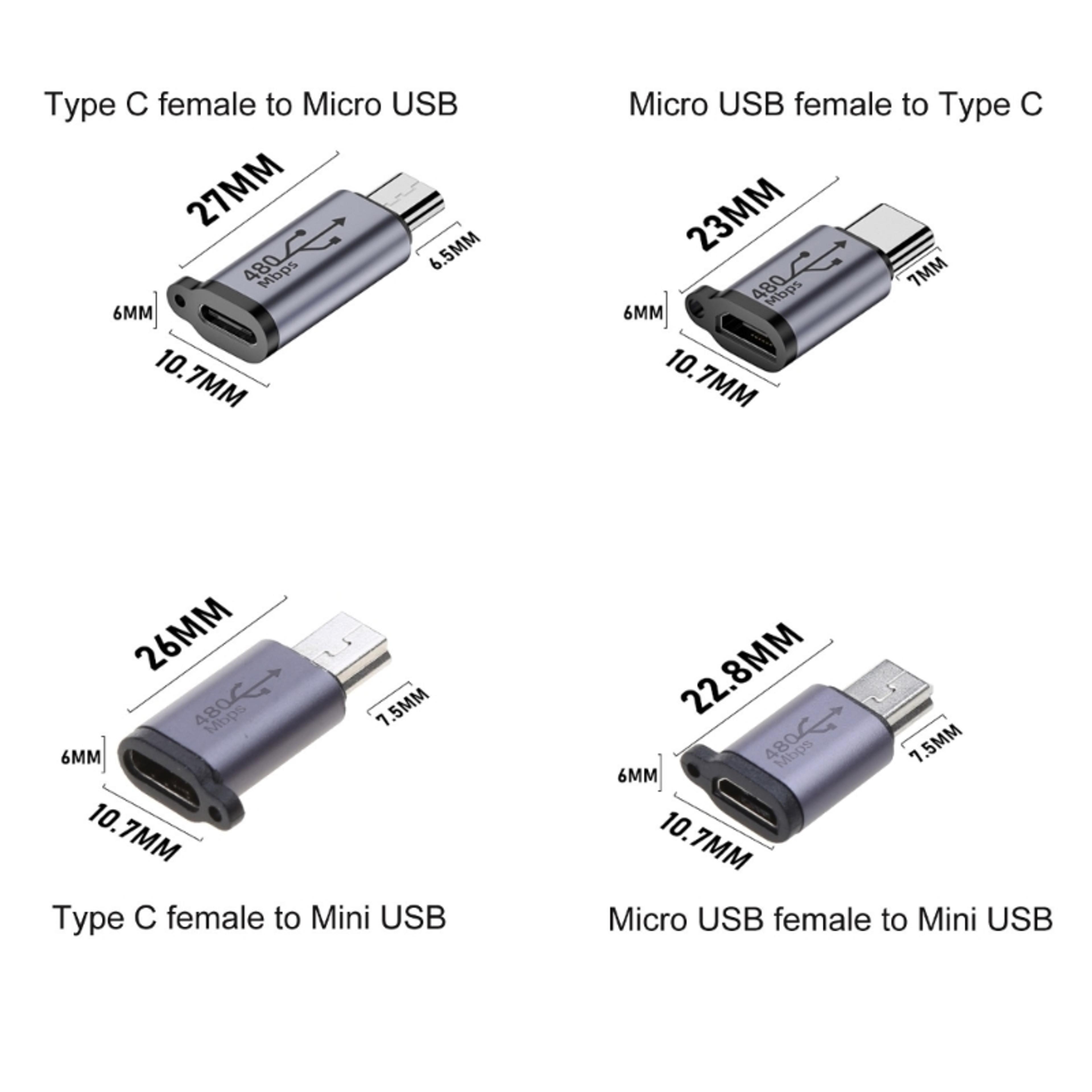 Aluminum Micro USB Adapter To Mini USB OTG Converter For Phones Tablets  Cameras 1