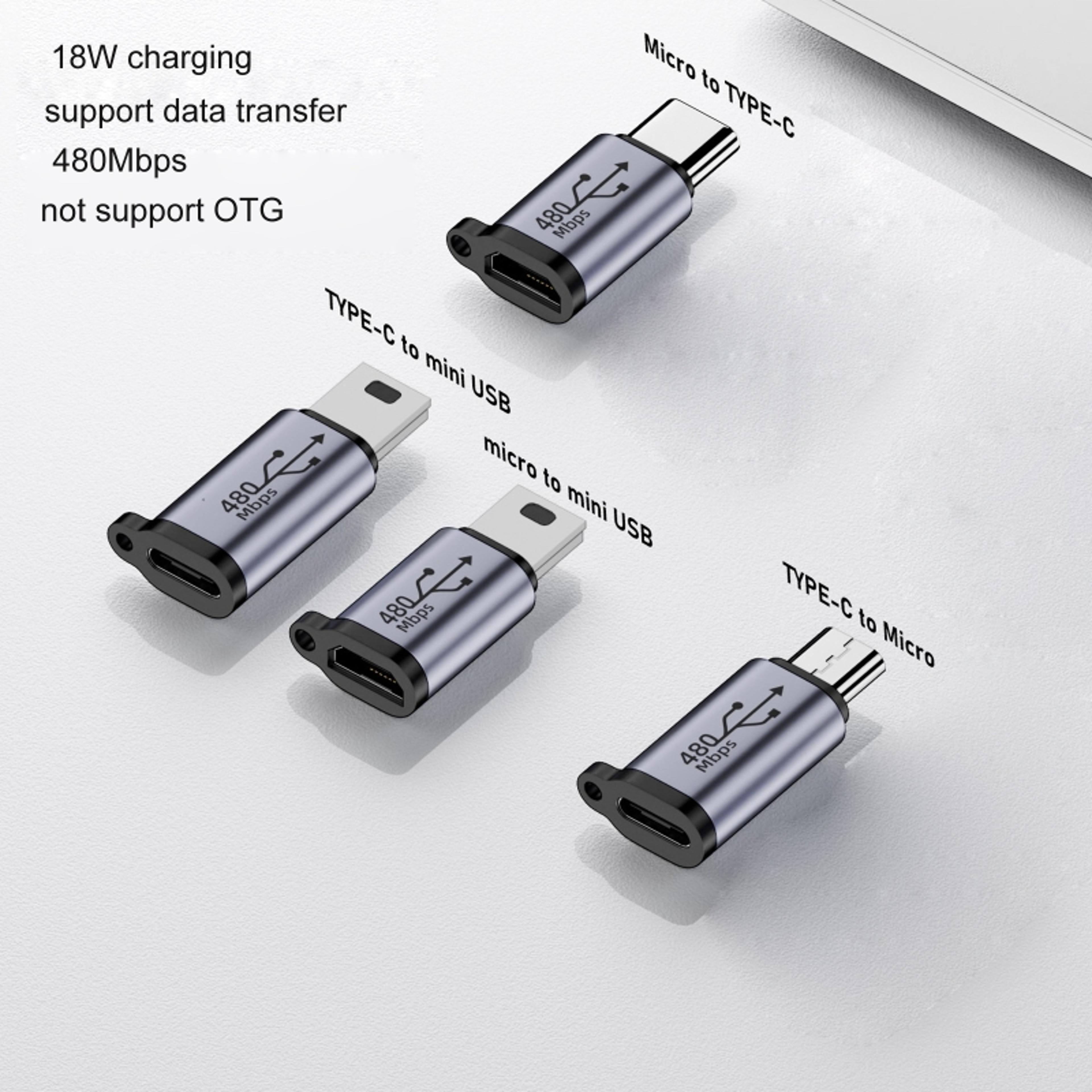 Aluminum Micro USB Adapter To Mini USB OTG Converter For Phones Tablets  Cameras 3