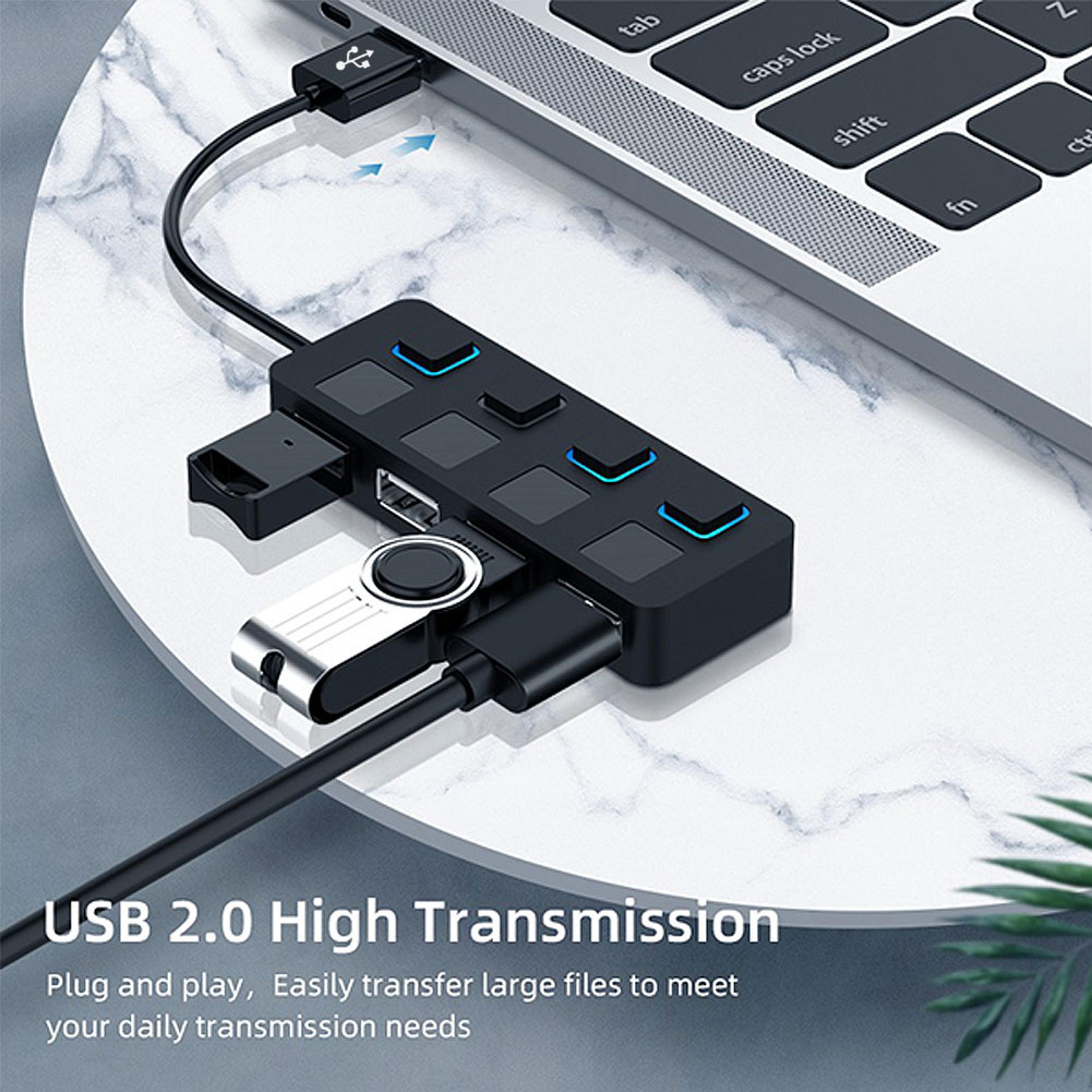 Port USB Hub With Individual On Off Switch High Speed USB Splitter For PC Laptop 1