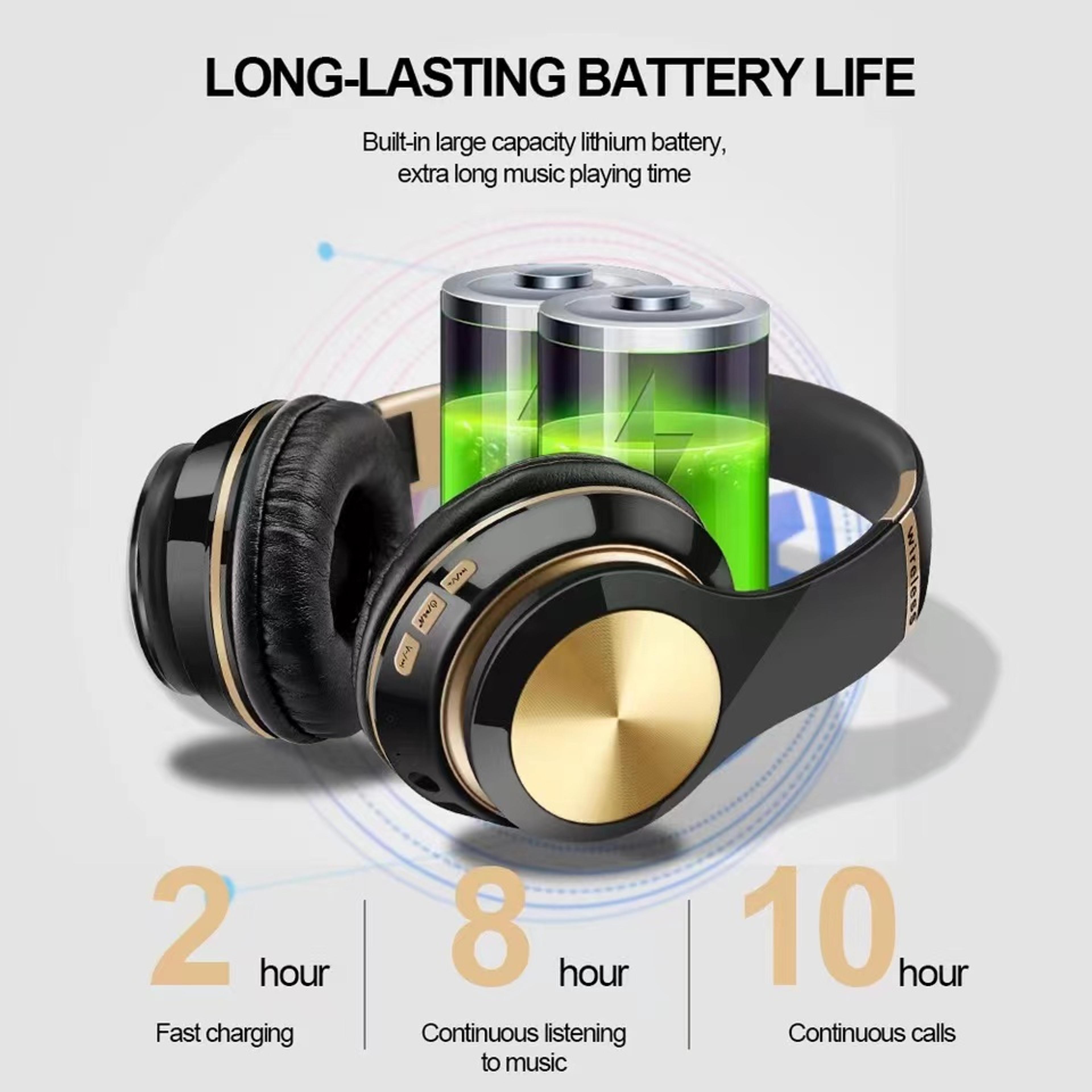 Wireless Bluetooth Headphones With Microphone Foldable Noise Cancelling Headset For PC Phone  Gamin 6