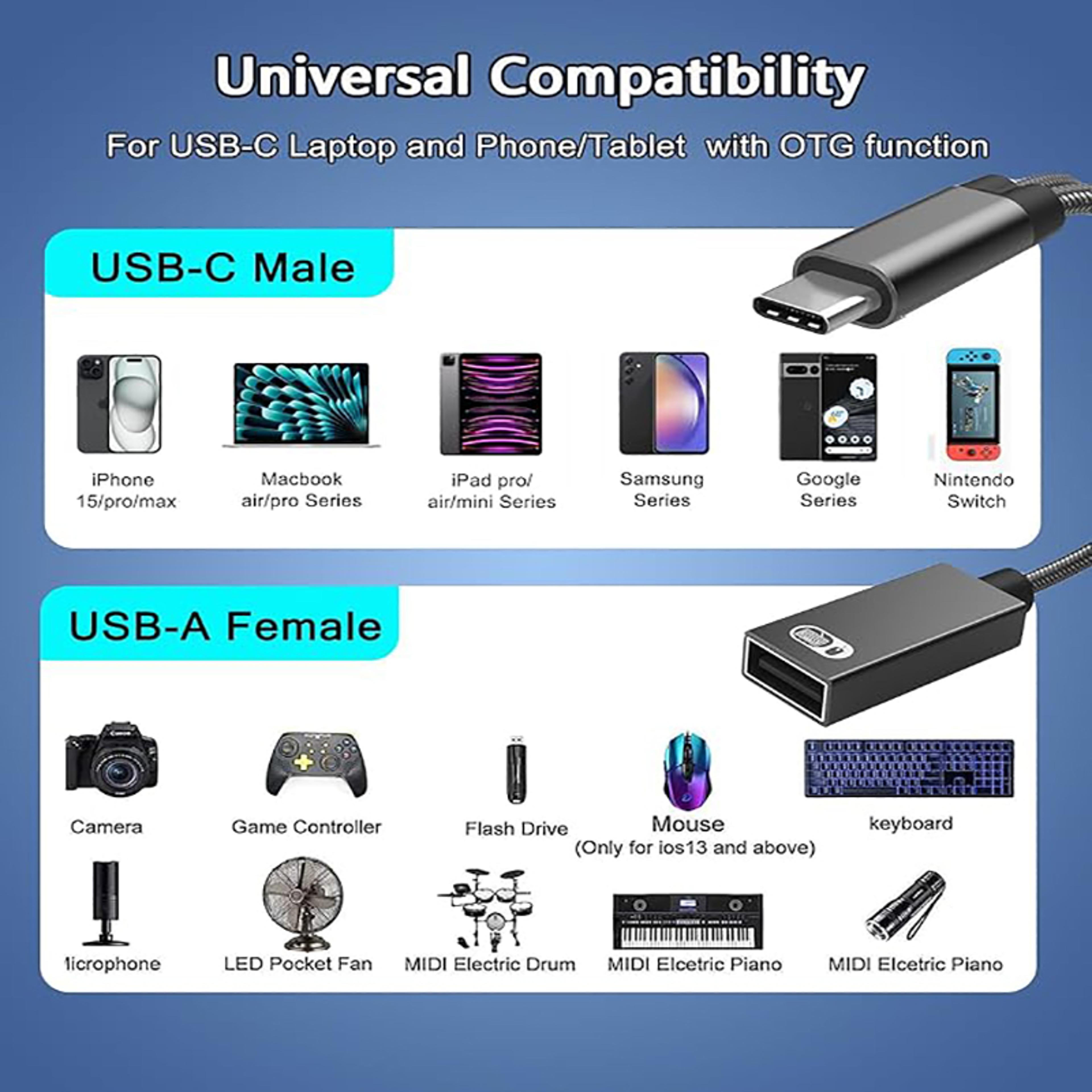 USB C OTG Adapter With Power Delivery Type C To USB Adapter For Fast Charging And Data Transfer 5