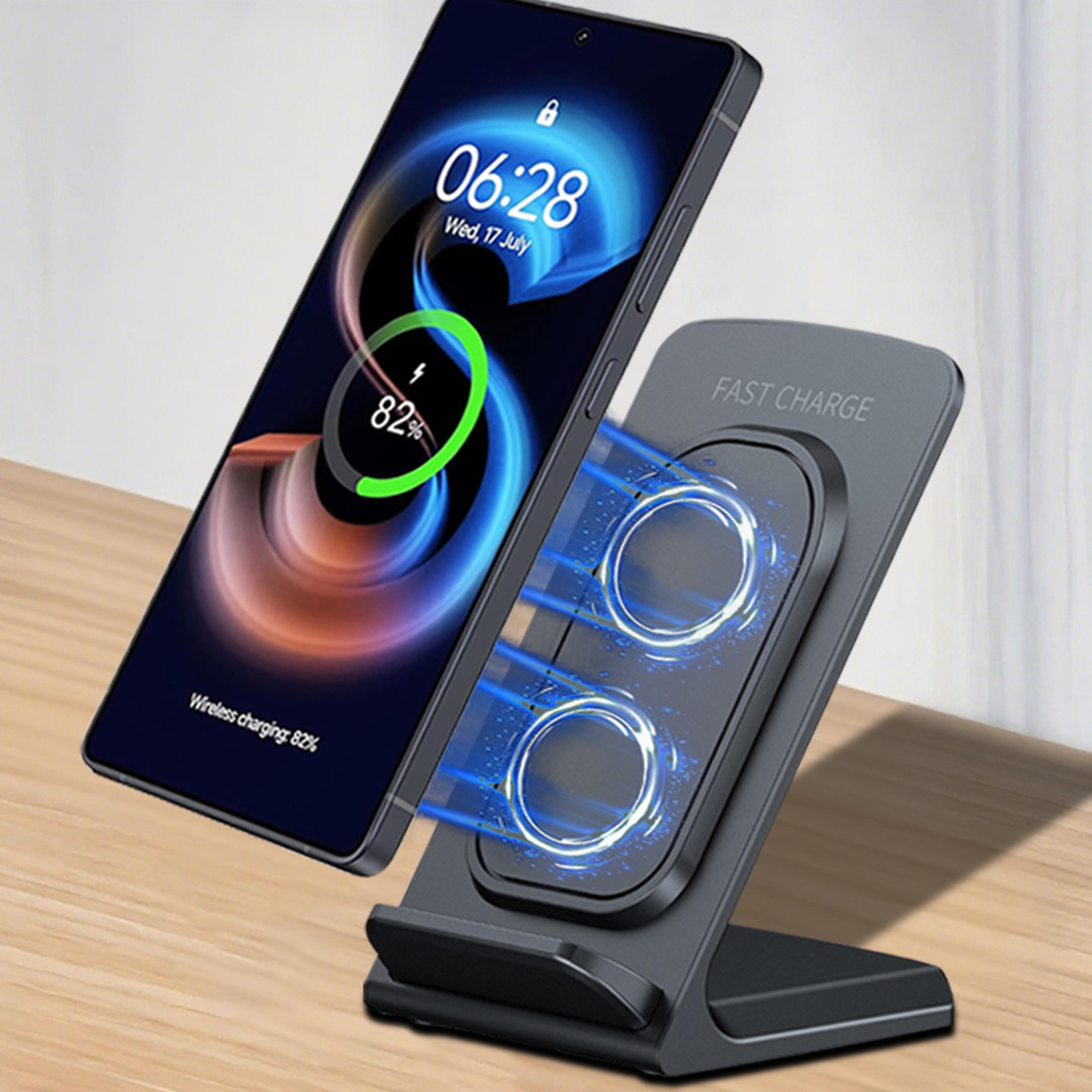 Wireless Charger Stand Fast Qi Charging Station For IPhone Samsung Xiaomi 0