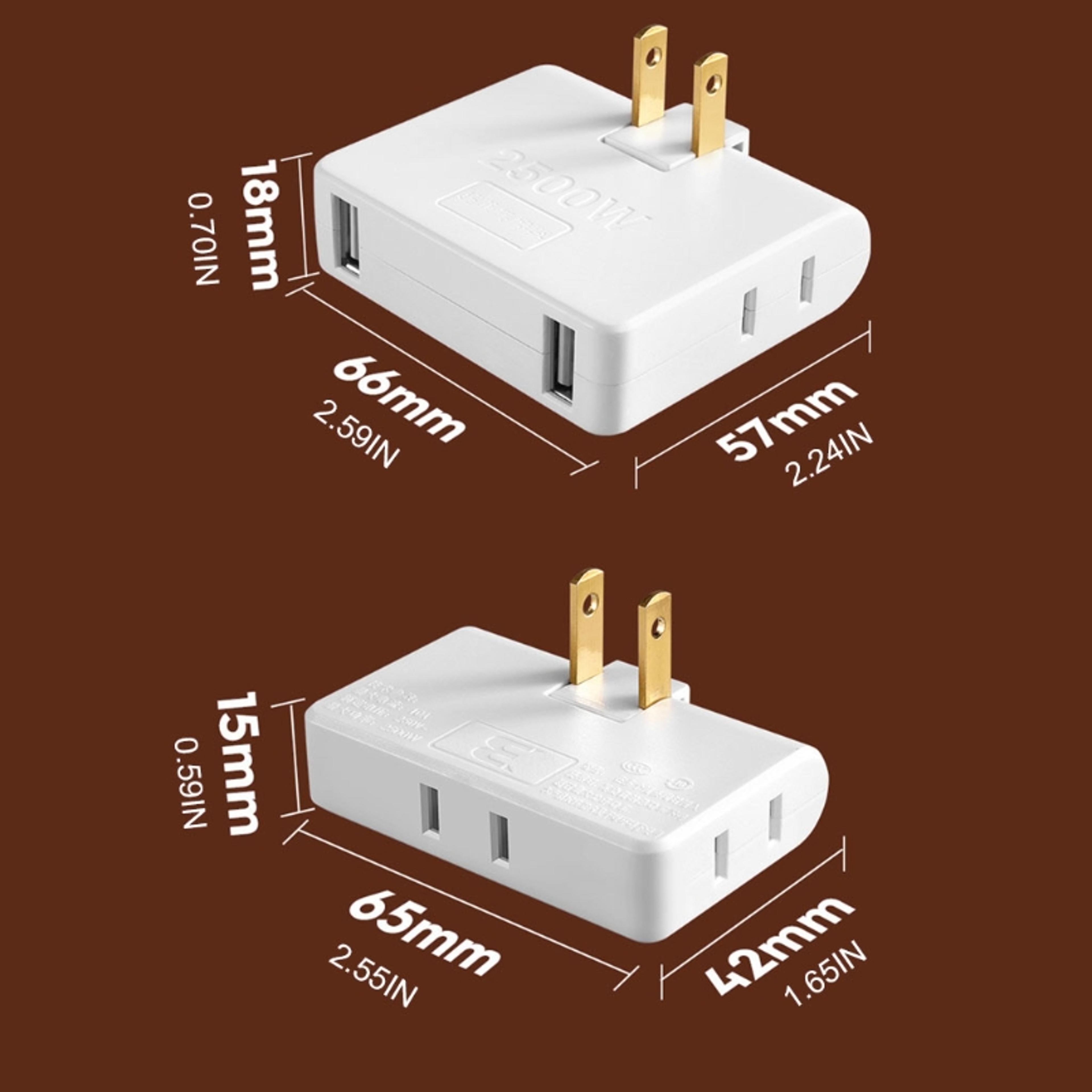 Rotating Plug AdaptervOutlet Wall Outlet Extender Multi Plug Power Splitter US Socket 3