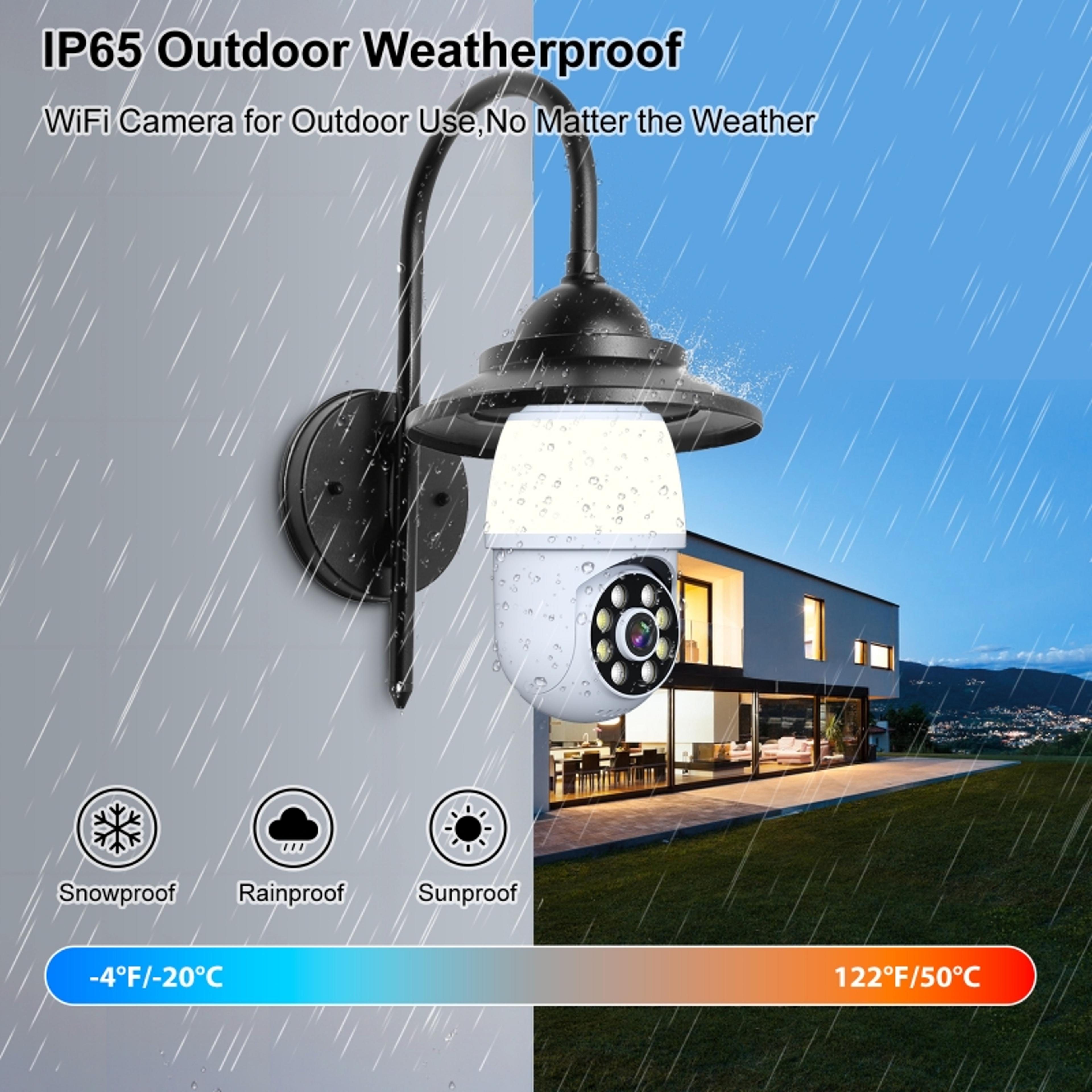 Security Camera 3MP WiFi Light Bulb PTZ Camera With AI Motion Detection And Full Color Night Vision 3