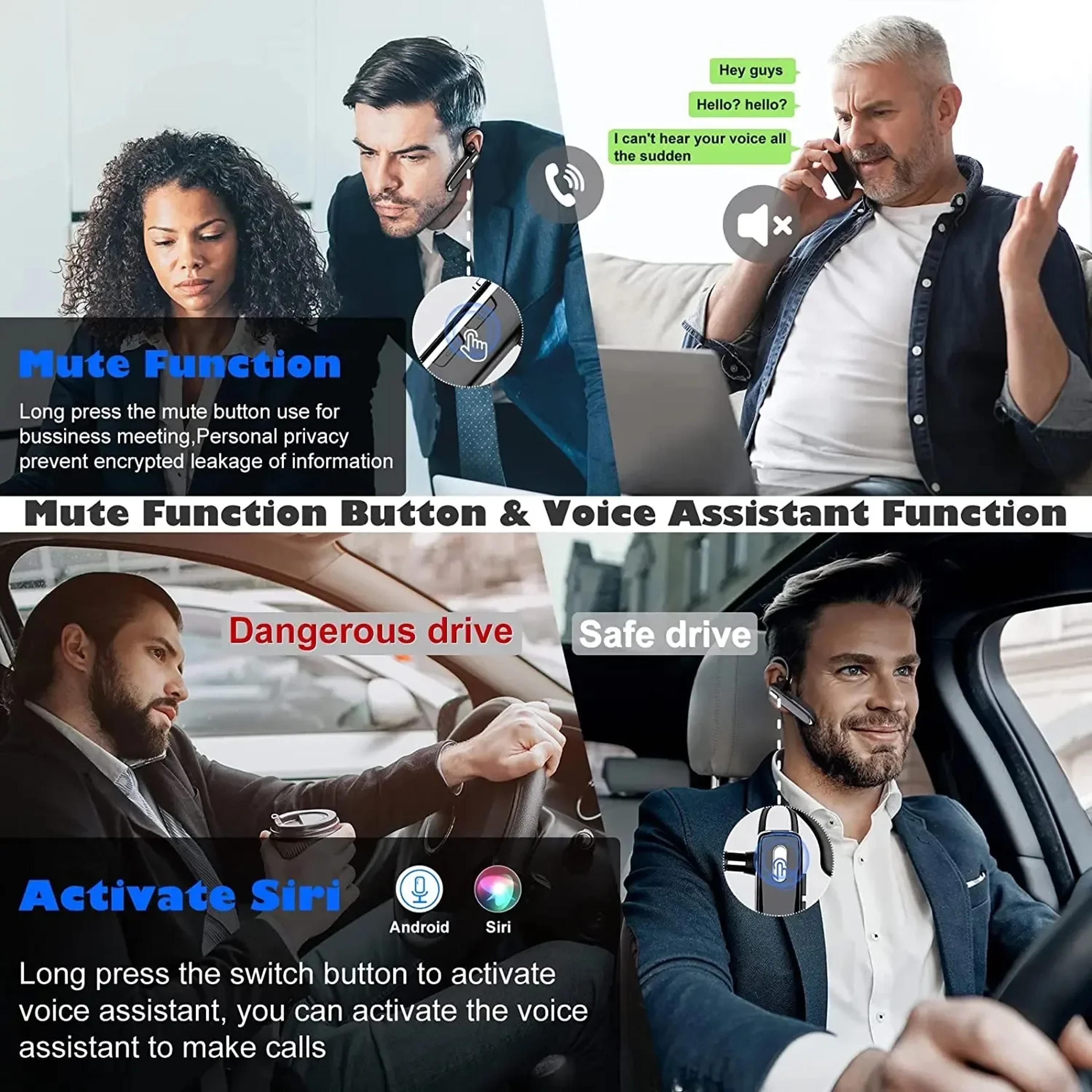 Bluetooth Headset Wireless Bluetooth Earphone With ENC Noise Cancelling Microphone For Calls And Dr