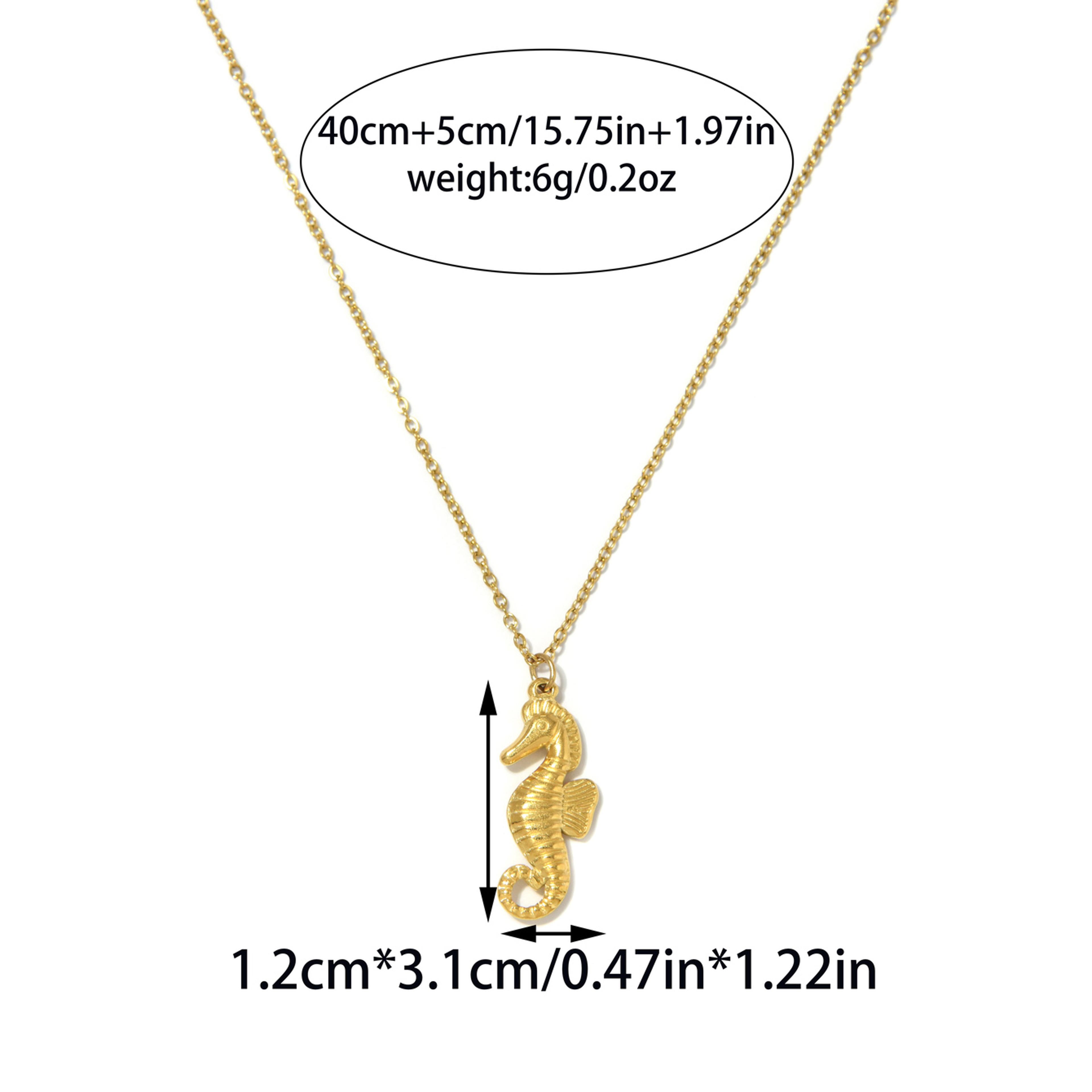 Elegant Seahorse Necklace Stainless Steel Ocean Pendant Clavicle Chain For Women 3
