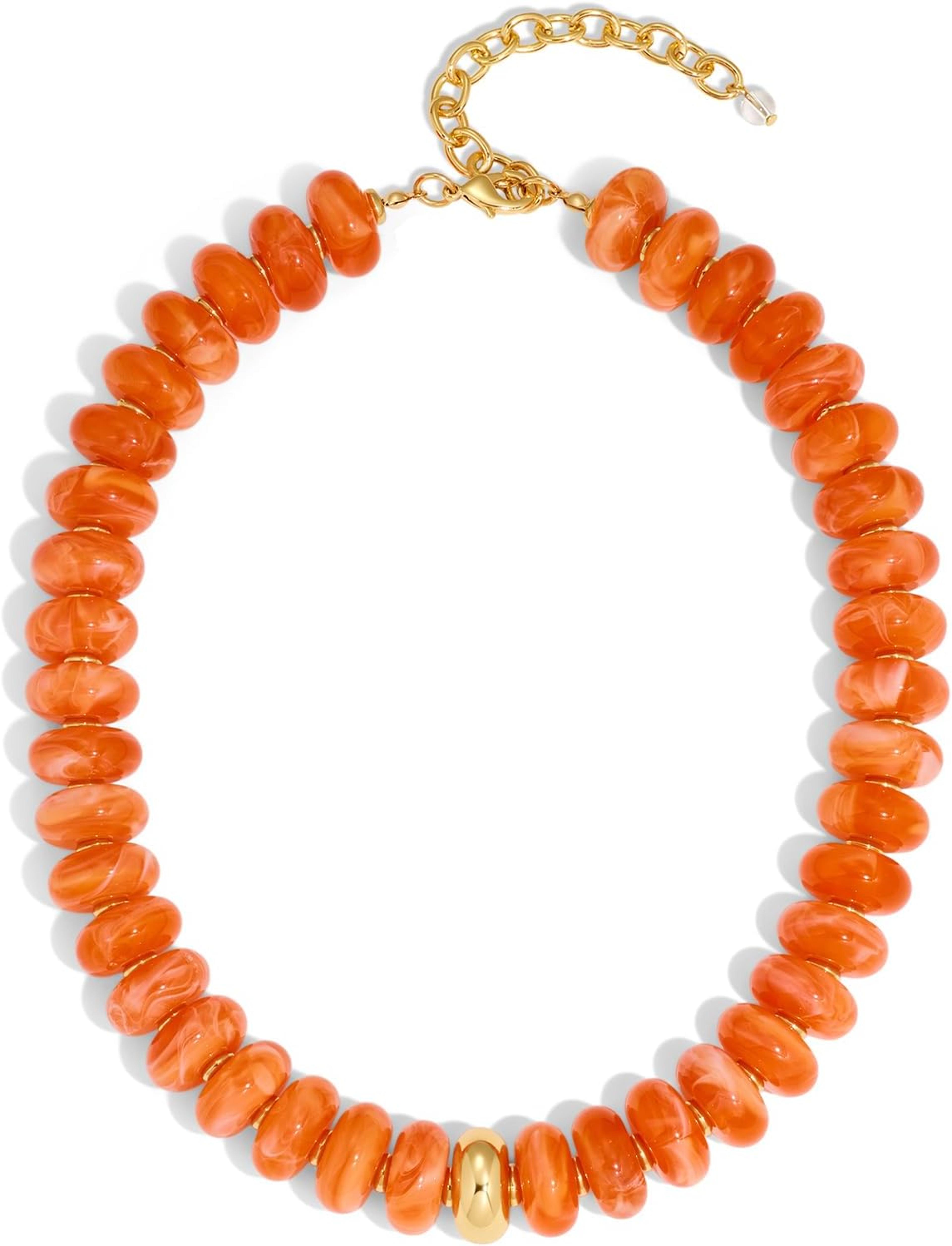 Boho Beaded Necklace For Women Chunky Gemstone Statement Bead Summer Jewelry Gift 1
