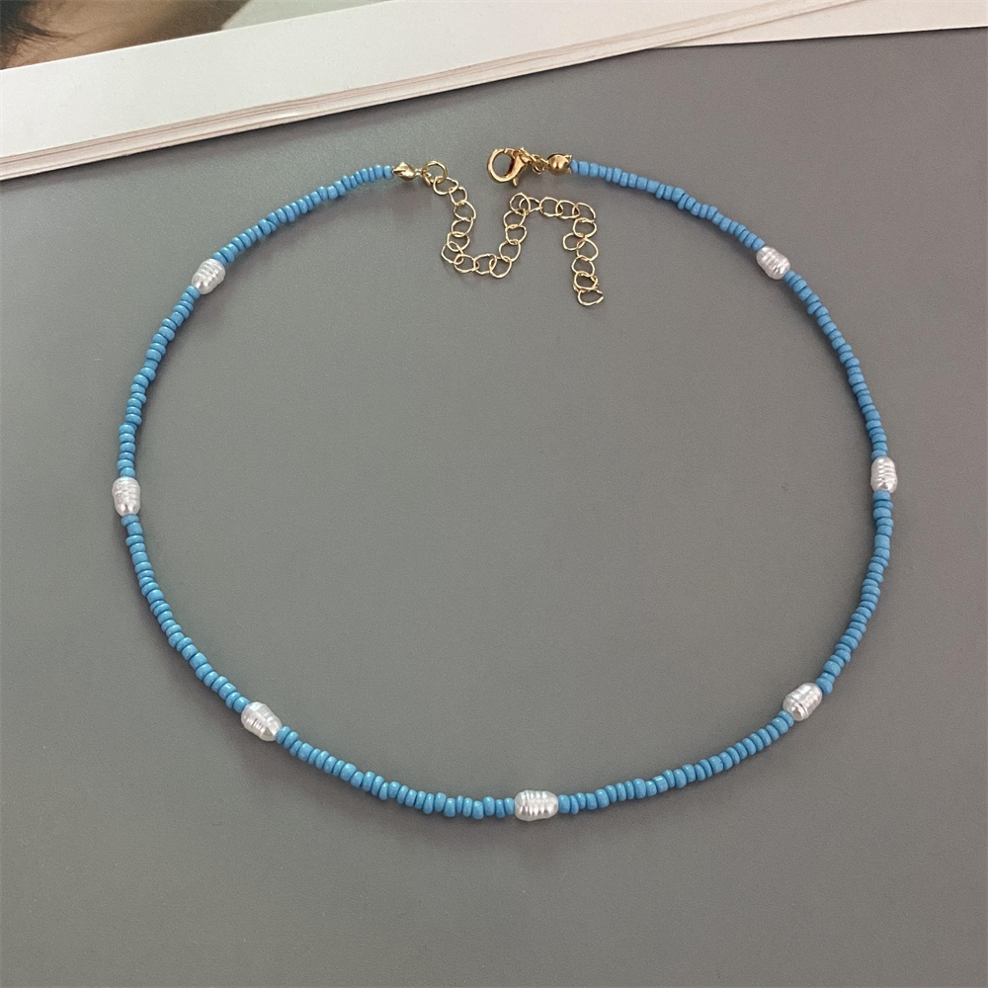 Colorful Beaded Choker Necklace With Irregular Pearl Accents For Women 4