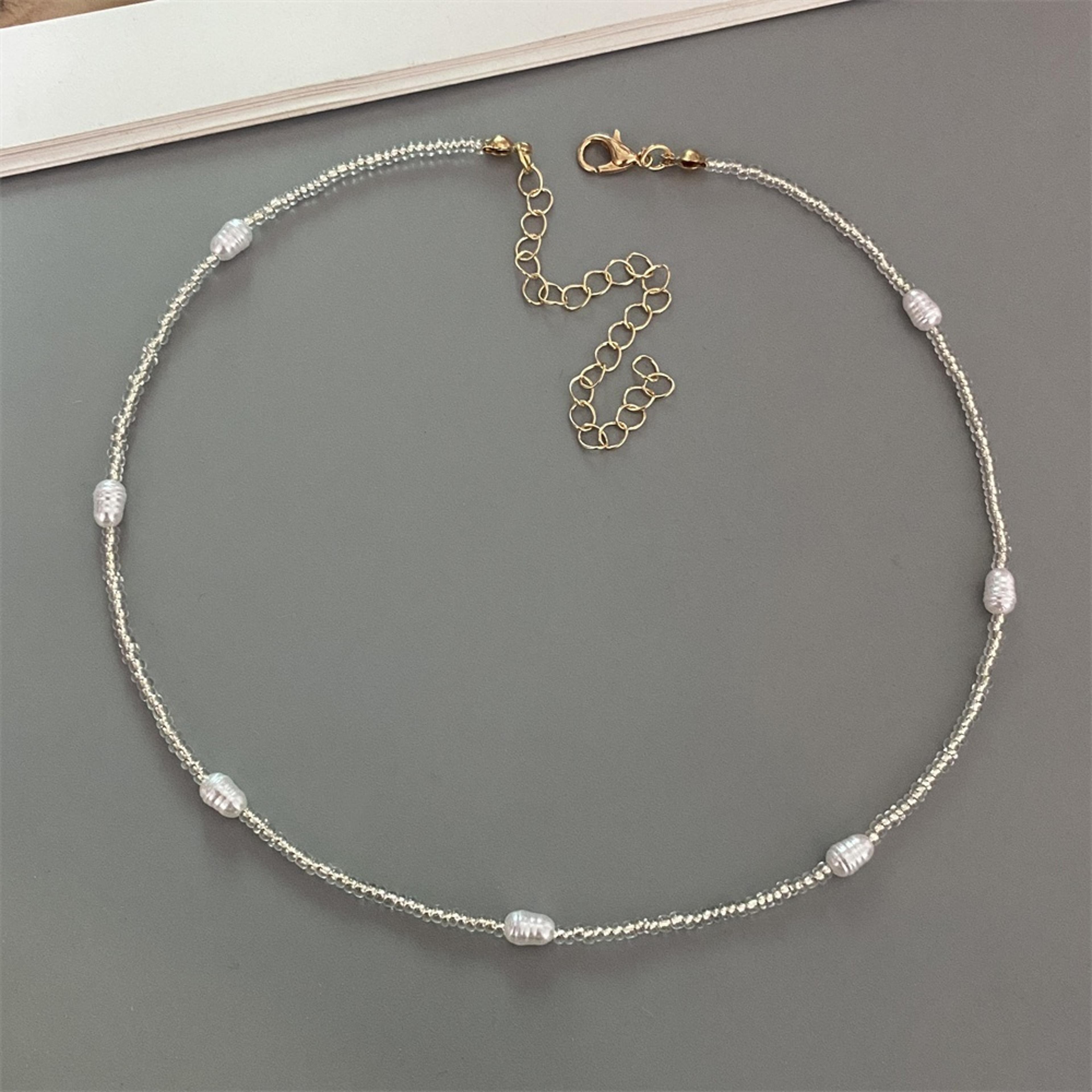 Colorful Beaded Choker Necklace With Irregular Pearl Accents For Women 12